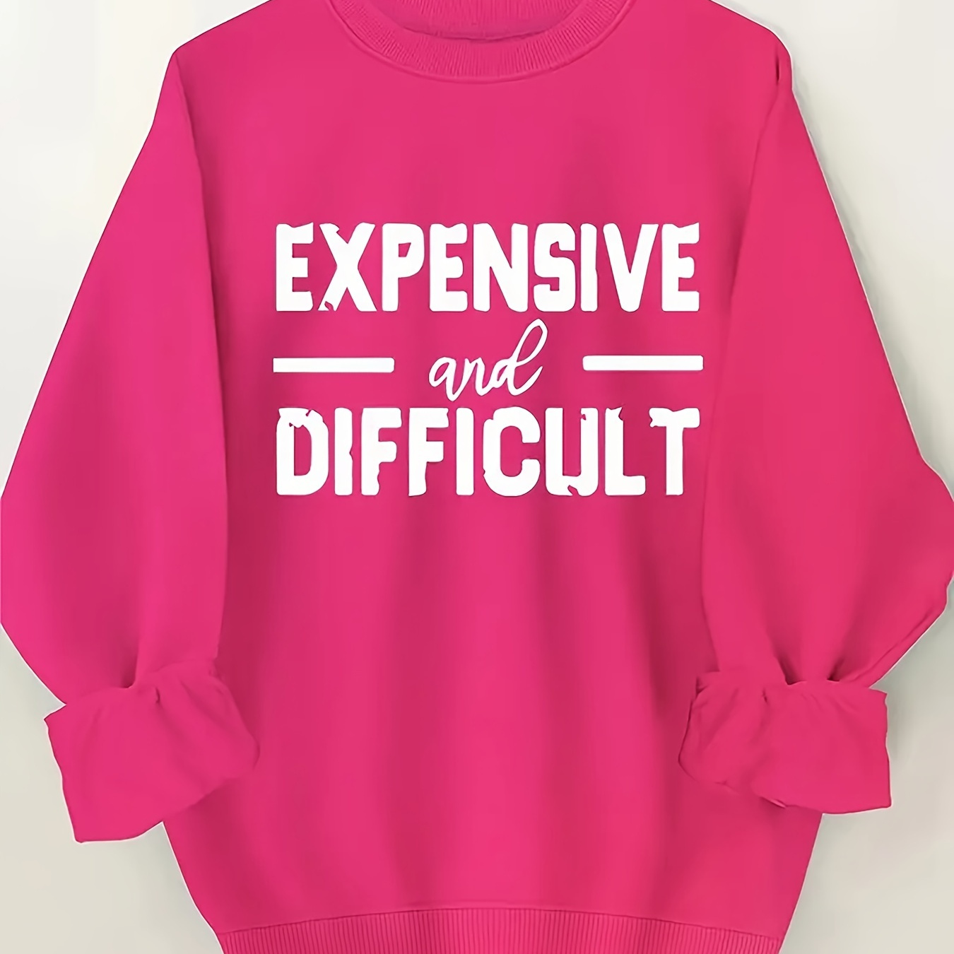 

Expensive Print Pullover Sweatshirt, Casual Long Sleeve Crew Neck Sweatshirt For Fall & Winter, Women's Clothing