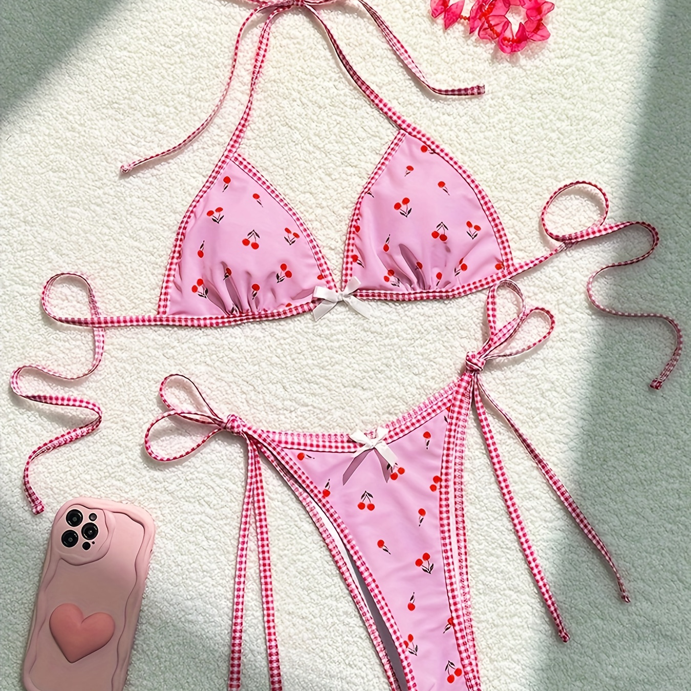 

Women' & Halter Bikini Set - High Stretch, Tie-side Swimwear With Polyester
