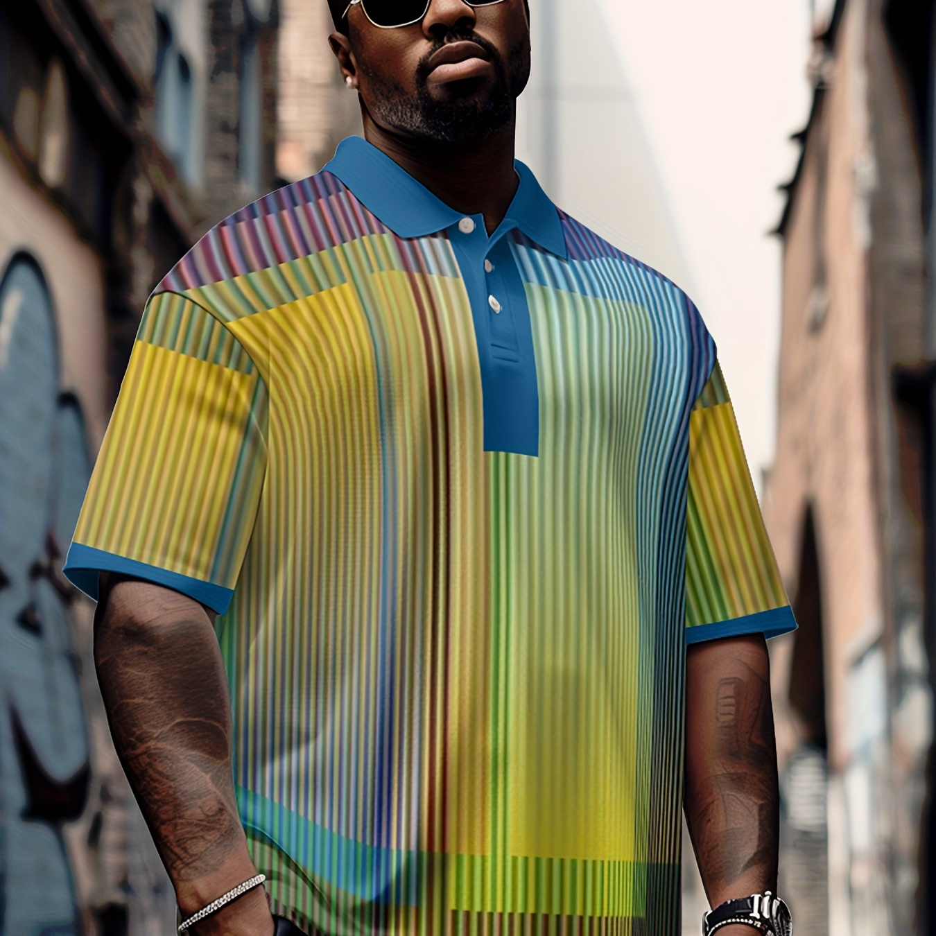 

Men's Plus Size Plaid Polo Shirt Striped Print Long Lapel Button Short Sleeve Spring Summer Sports Fashion Streetwear Designer Outdoor Street Top