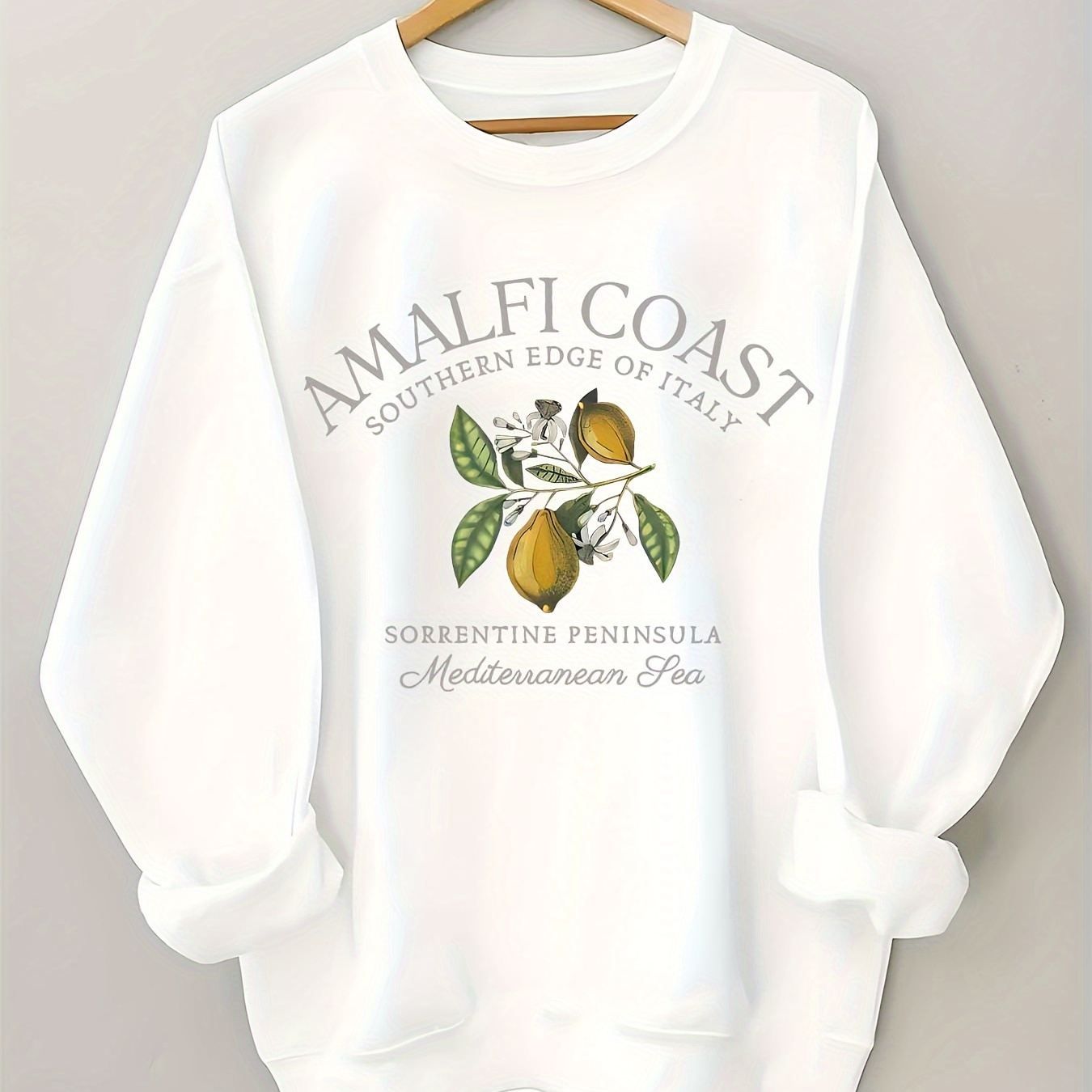 

Italy Print Sweatshirt, Crew Neck Casual Sweatshirt For Winter & Fall, Women's Clothing