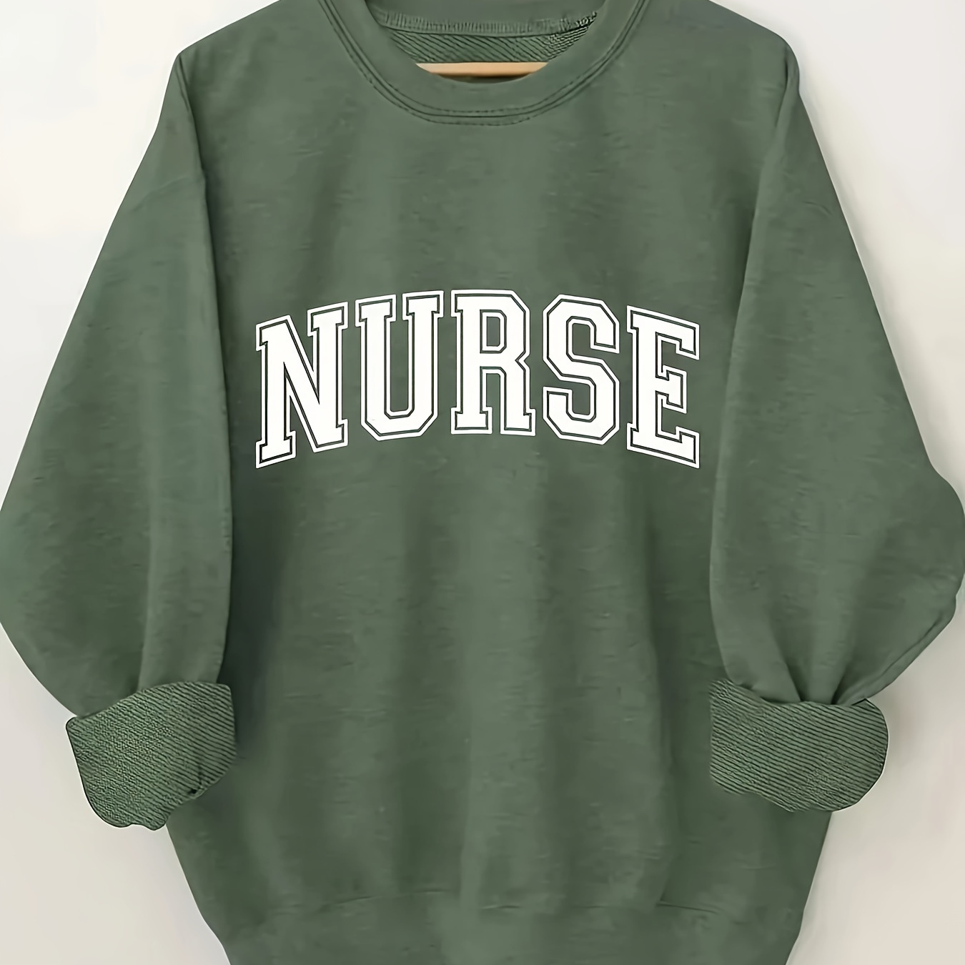 

Plus Size Nurse Print Sweatshirt, Casual Long Sleeve Crew Neck Pullover Sweatshirt, Women's Plus Size Clothing