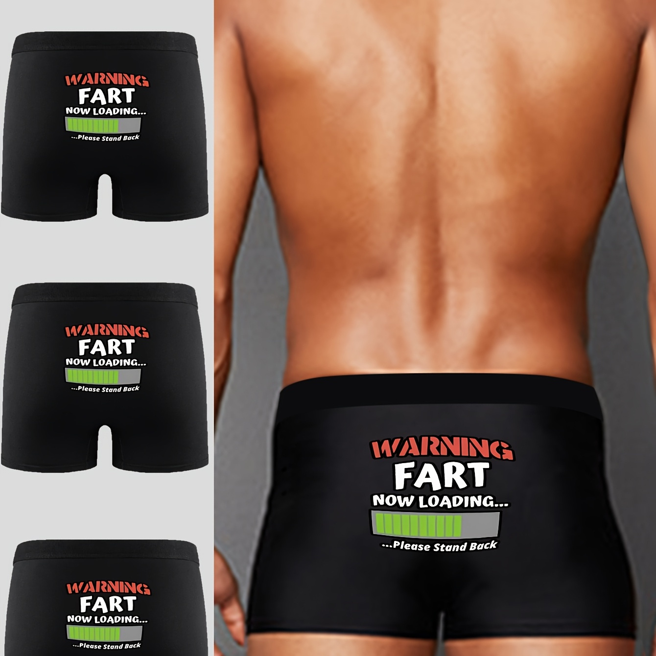 

3pcs Men' Briefs With 'warning Fart Now ' Print - Soft, Breathable & Slim Fit Underwear