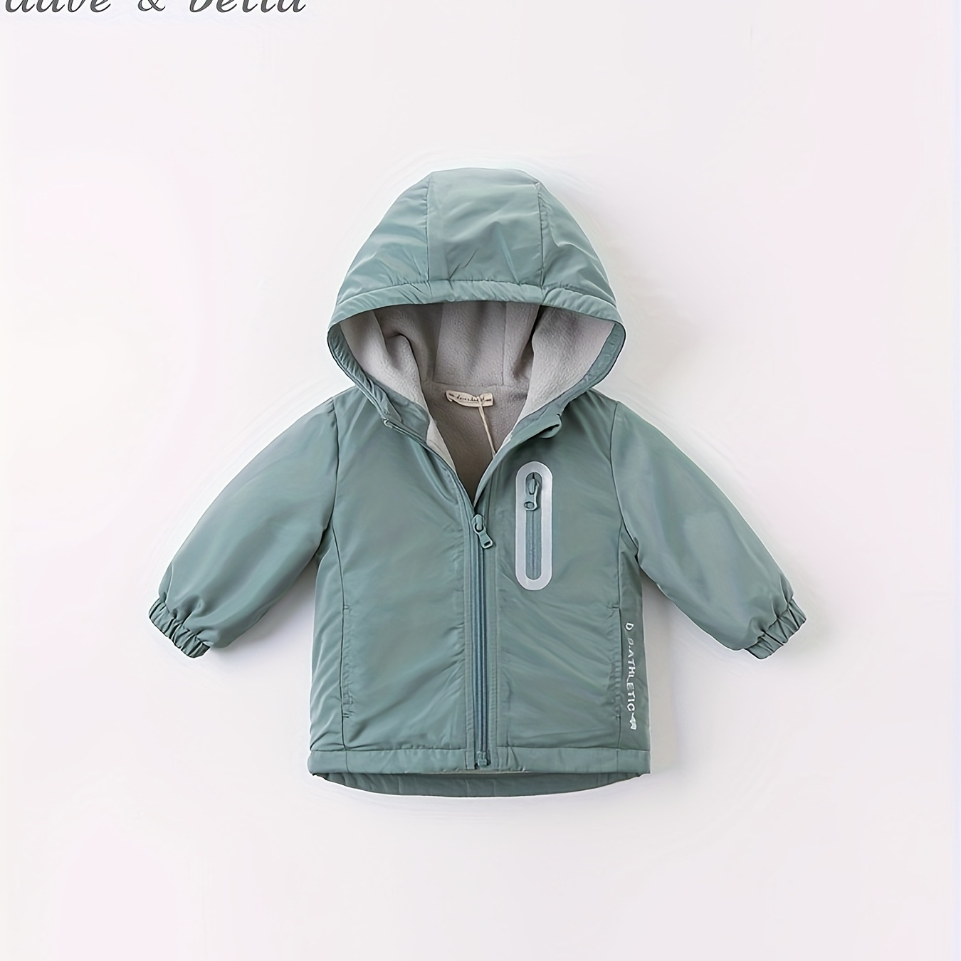 

Dave&bella Girls' Hooded Casual Jacket With Warm Fleece Lining, Solid Color, A-line Polyester Coat With Zipper And Pocket, Woven, Autumn/winter