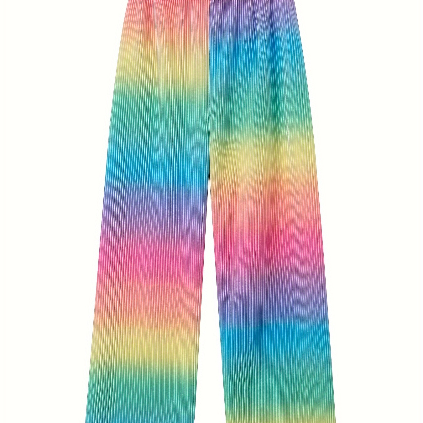 

Gradient Color Girls Straight Leg Pants, Casual Loose Wide Leg Trousers Lightweight & Thin For 4-14 Years, Fluid Pants
