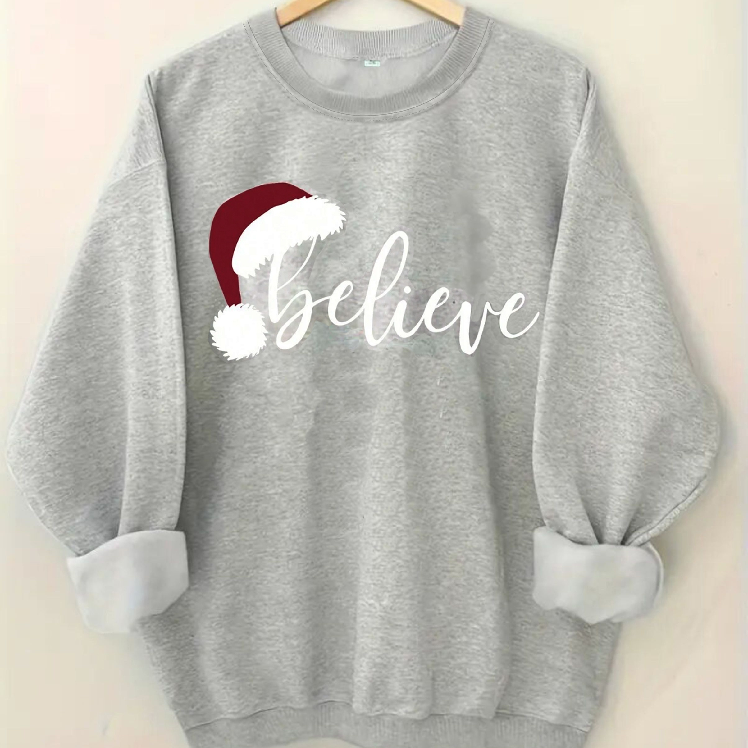 

Print Sweatshirt, Crew Neck Casual Sweatshirt For Winter & Fall, Women's Clothing