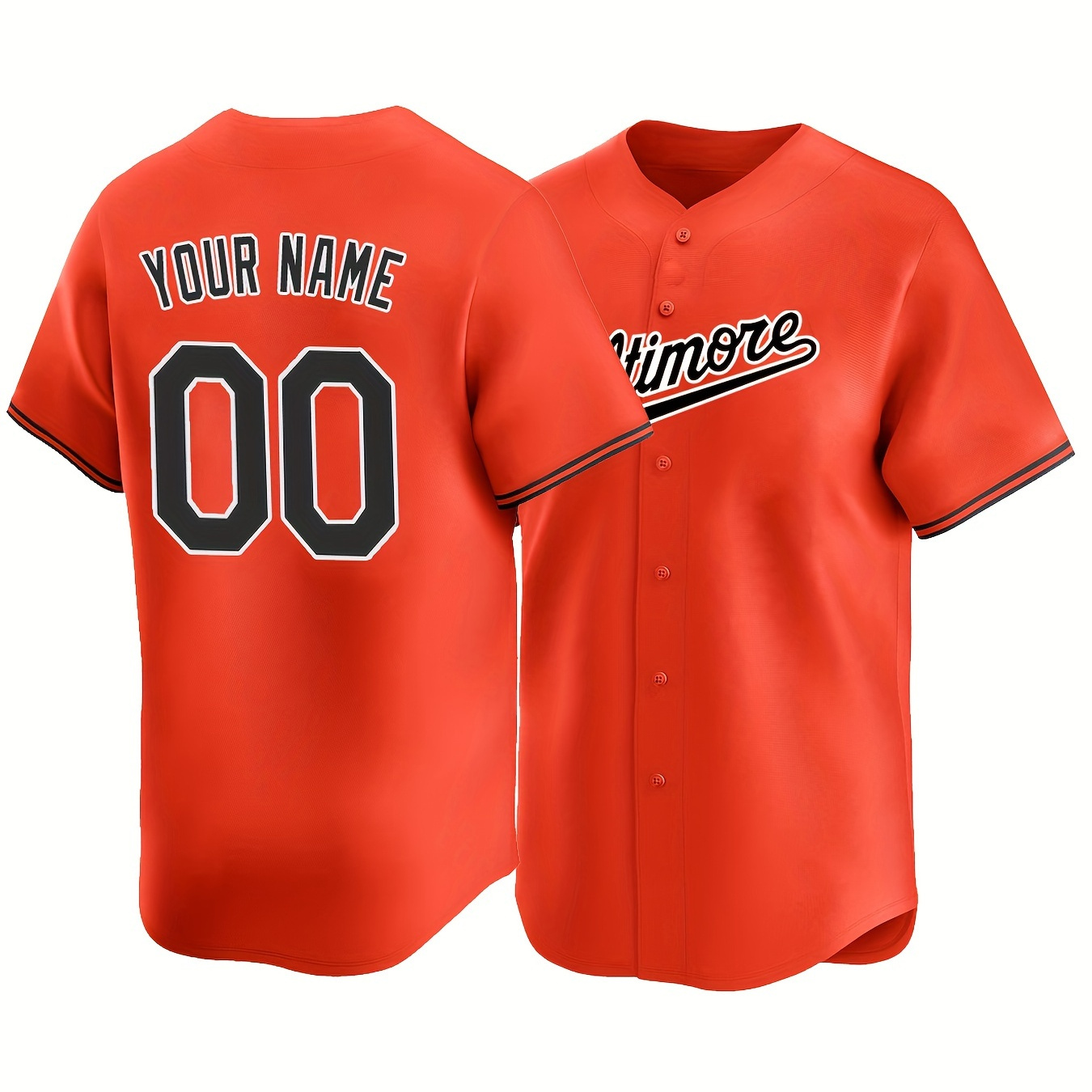 

Customized Name And Number, Men's Solid Color Baseball Jersey, Comfy Top For Training And Competition