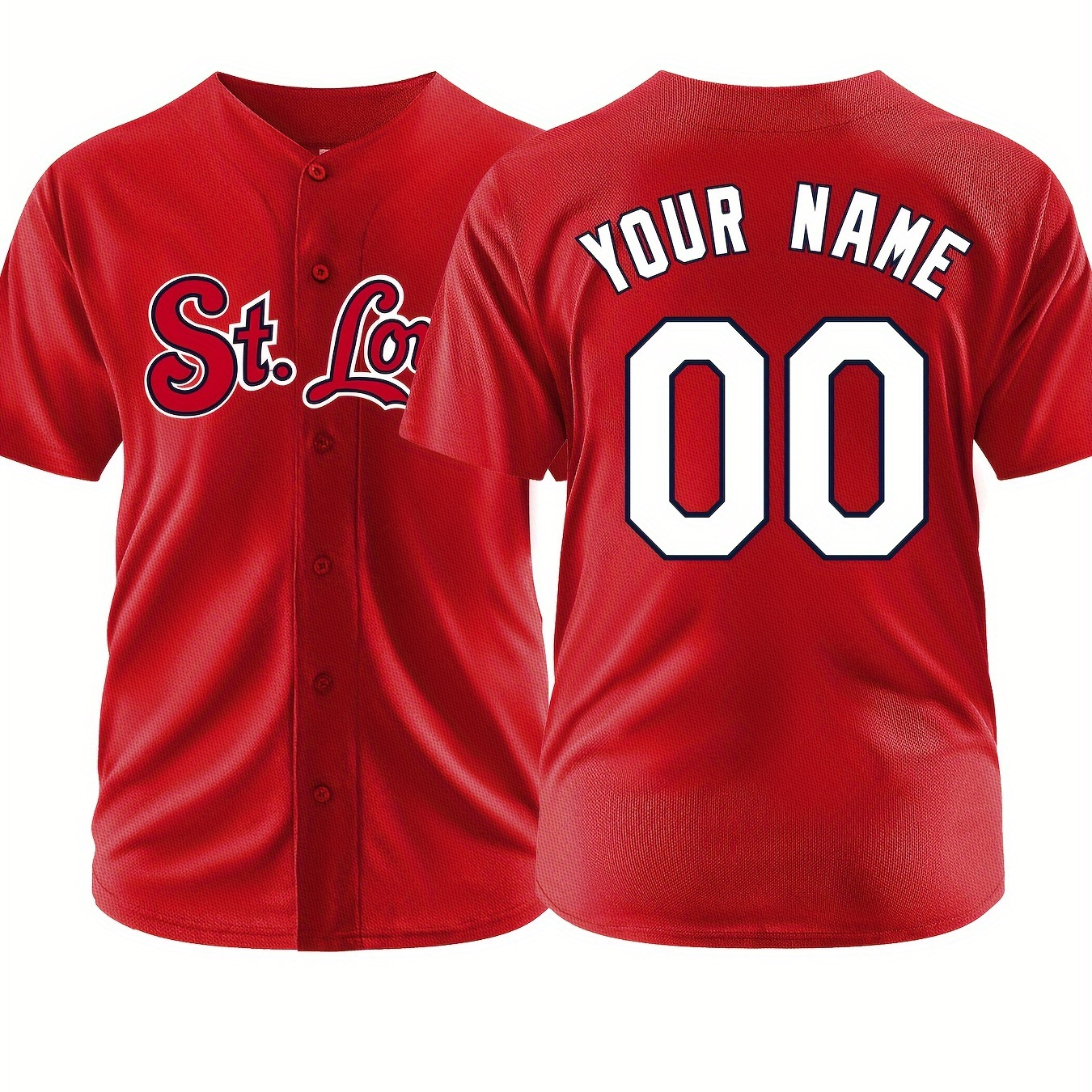 

Customized Name And Number Embroidery, Men's V-neck Baseball Jersey, Comfy Top For Training And Competition