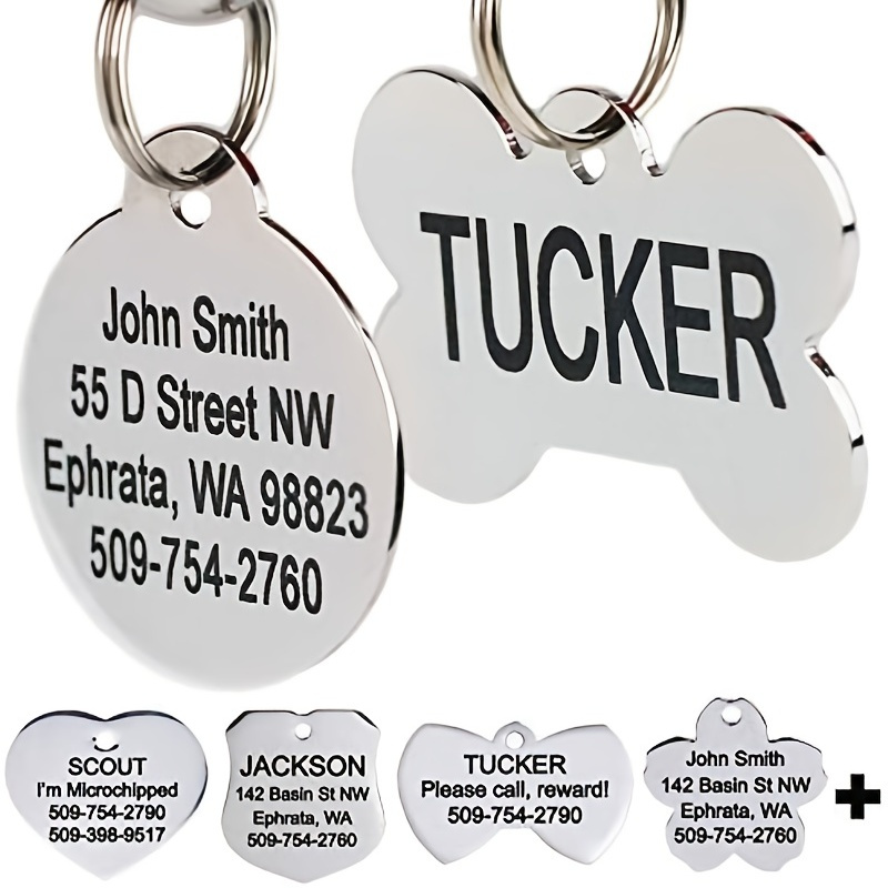 

Personalized Stainless Steel Pet Id Tag - Engraved With Your Pet's Name - Durable And Stylish