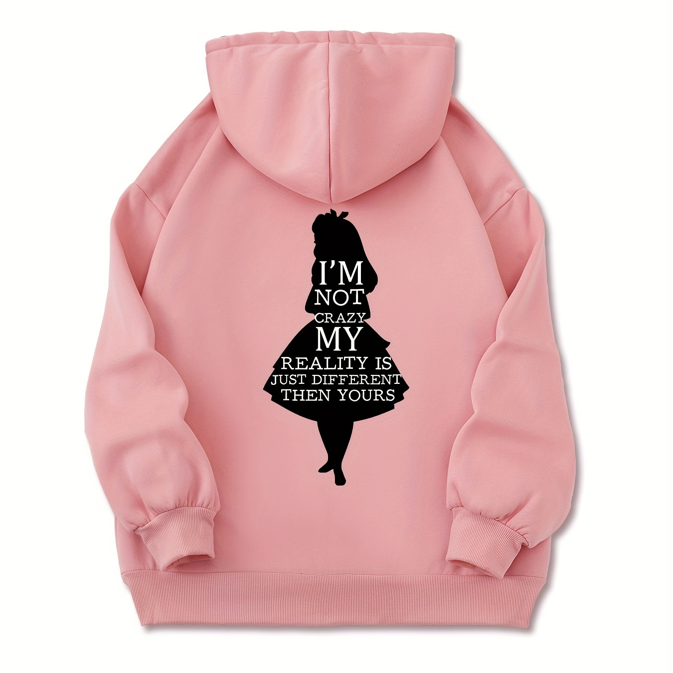 

Graphic Print Solid Color Drawstring Hoodie, Pullover Kangaroo Pocket Active Hooded Sweatshirt, Women's Sweatshirts