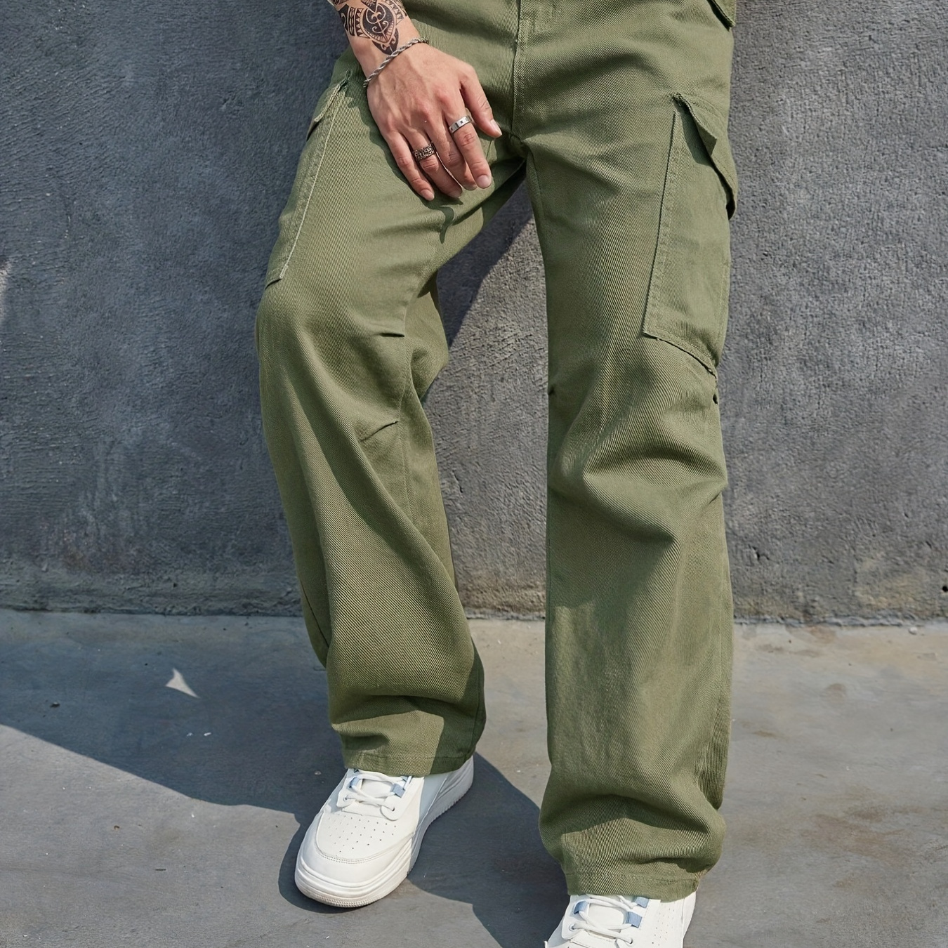 Men's Multi Pocket Cotton Cargo Jeans - Temu Italy