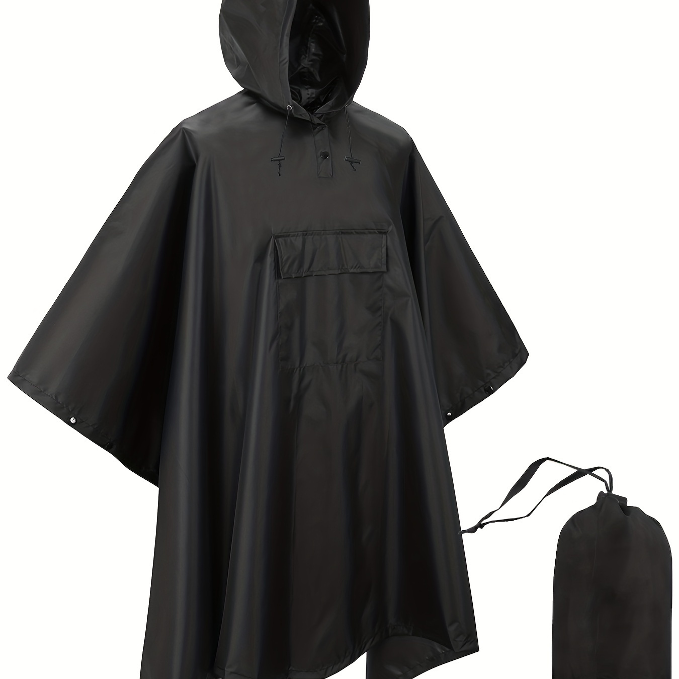 

Men's Casual Hooded Raincoat, Reusable Waterproof Poncho For Outdoor Activities