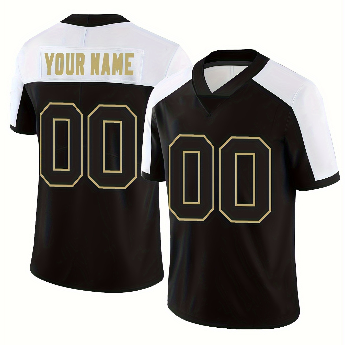 

Customized Name And Number Design, Men's Color Blocked Short Sleeve Loose V-neck Embroidery Personalized American Football Jersey, Outdoor Rugby Jersey For Team Training