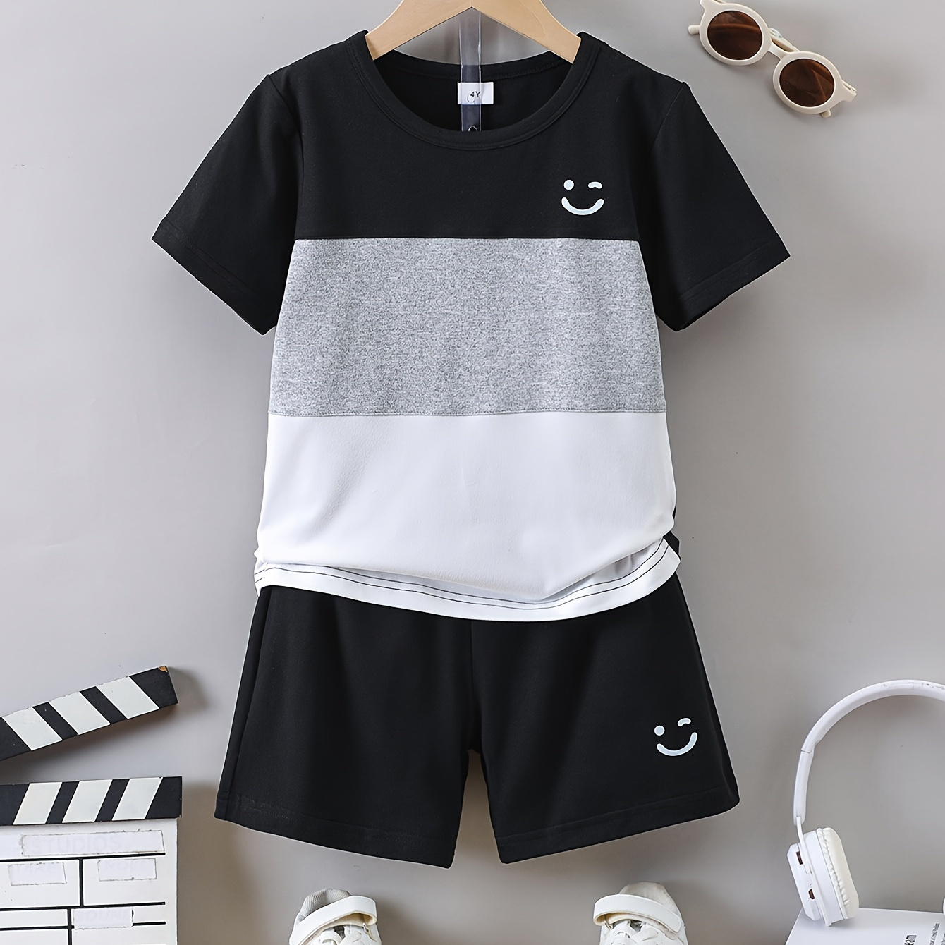 

Boys' 2pcs Casual Outfit Set - Print T-shirt & Shorts, Breathable Polyester , Machine Washable - Spring/summer, Outdoor