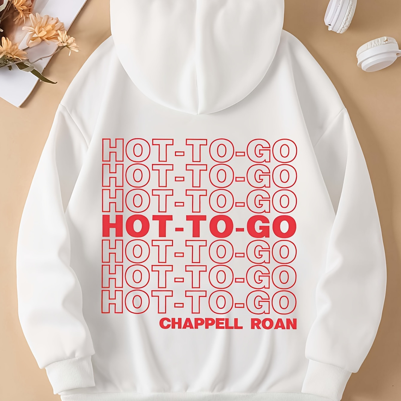 

Letter Print Hoodie: Women's Casual Winter & Fall Sweatshirt With Drawstring And Hood