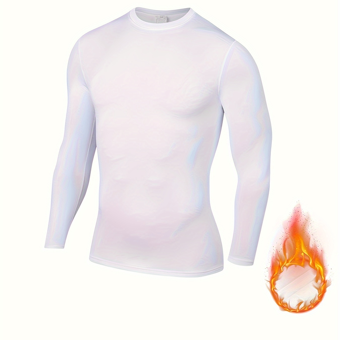 

1 Pc Men's Solid Thermal Base Layer Shirt - Round Neck Long Sleeve Casual Fit For Running, Training, Hiking, & Outdoor Activities - Perfect For Autumn/winter