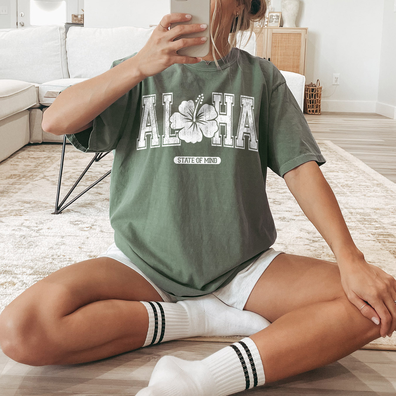 

Aloha Print T-shirt, Short Sleeve Crew Neck Casual Top For Summer & Spring, Women's Clothing