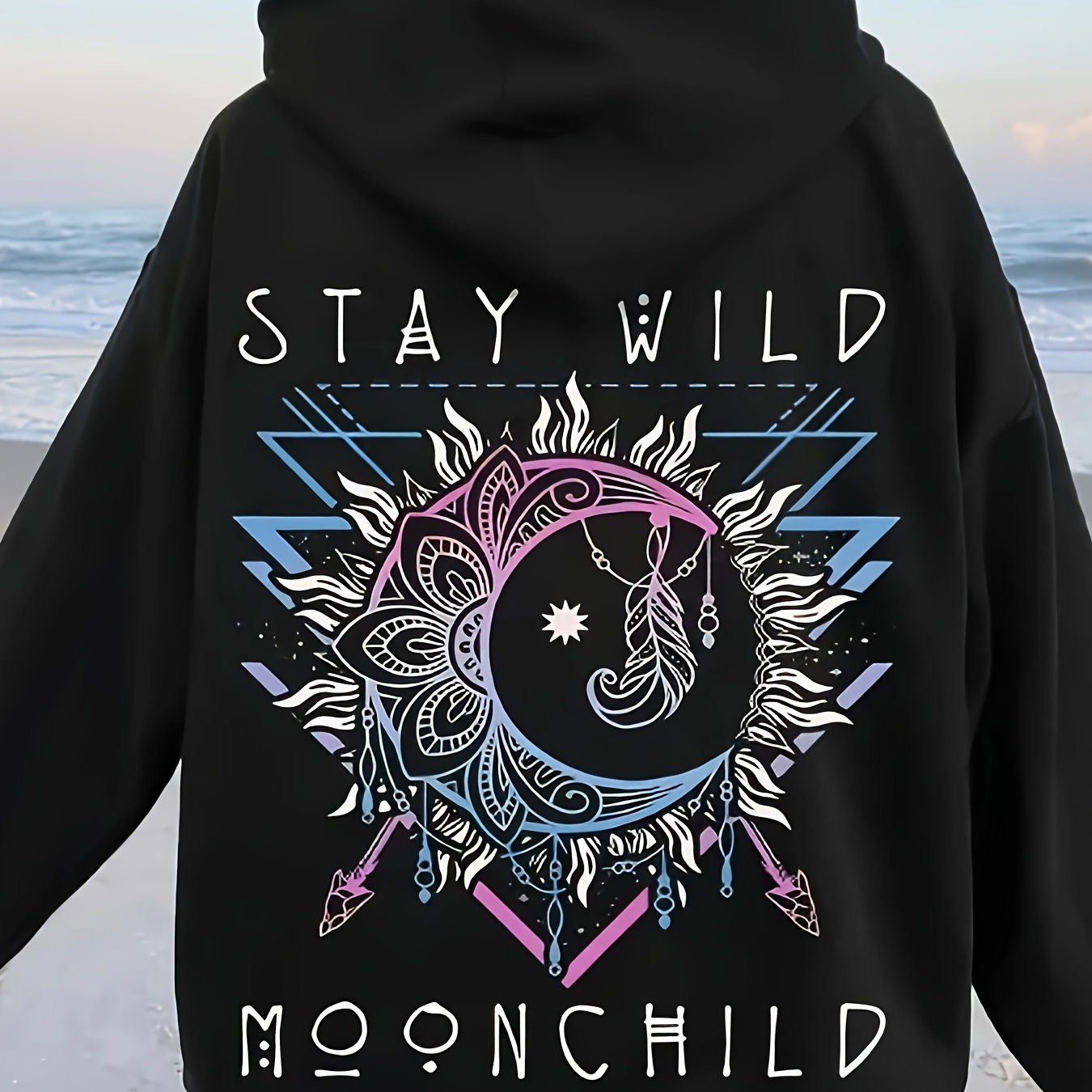 

Cosy Moon Pattern Hoodie - Fall And Winter Casual Drawstring Pullover