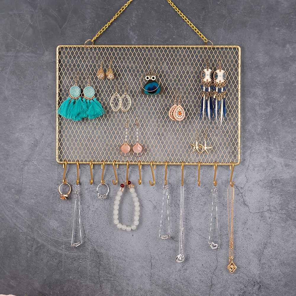 Wall Hanging Jewelry Storage Rack With 12 Hooks Door - Temu