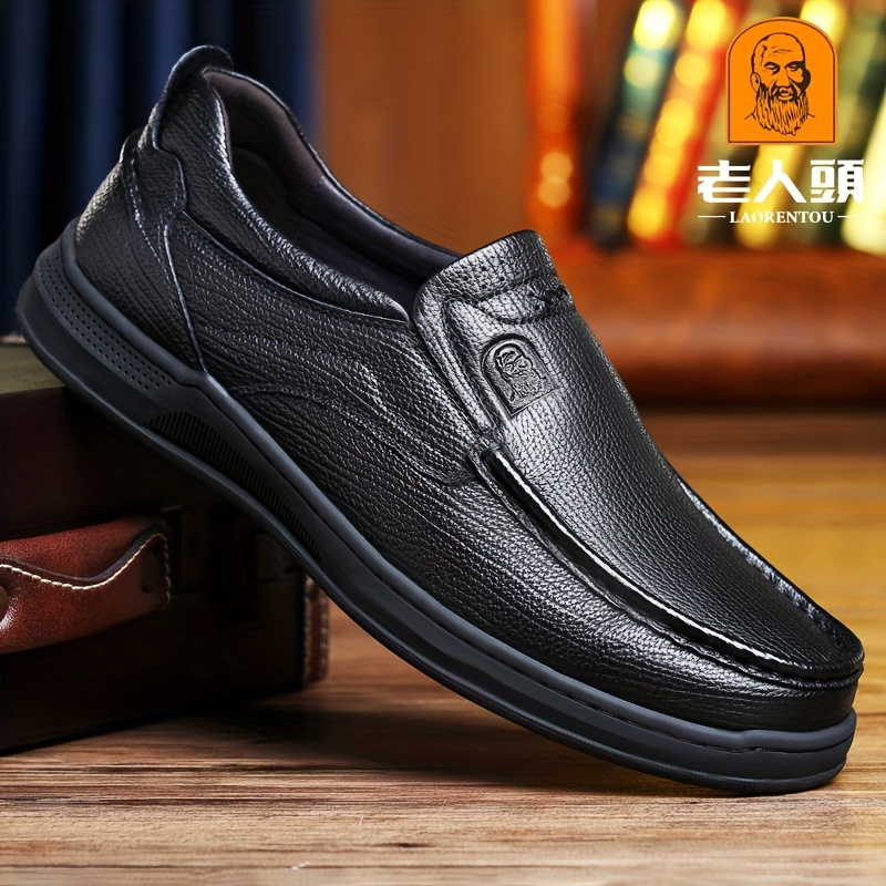 Dck Men's Genuine Leather Letters Print Loafers, Casual Lightweight Slip On  Dress Shoes - Temu Italy