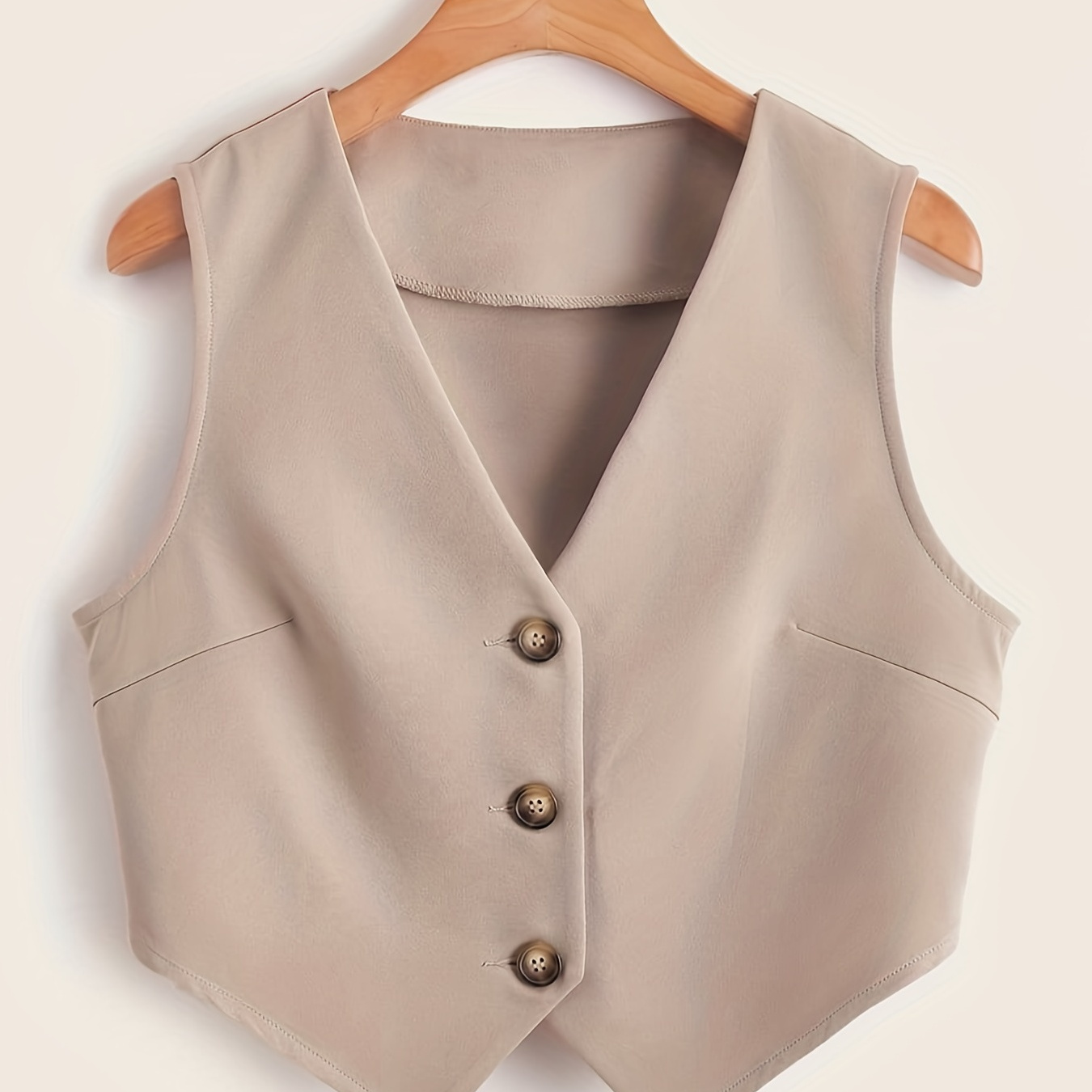 Solid V Neck Button Down Sleeveless Vest Vintage Halter Neck - Temu Canada