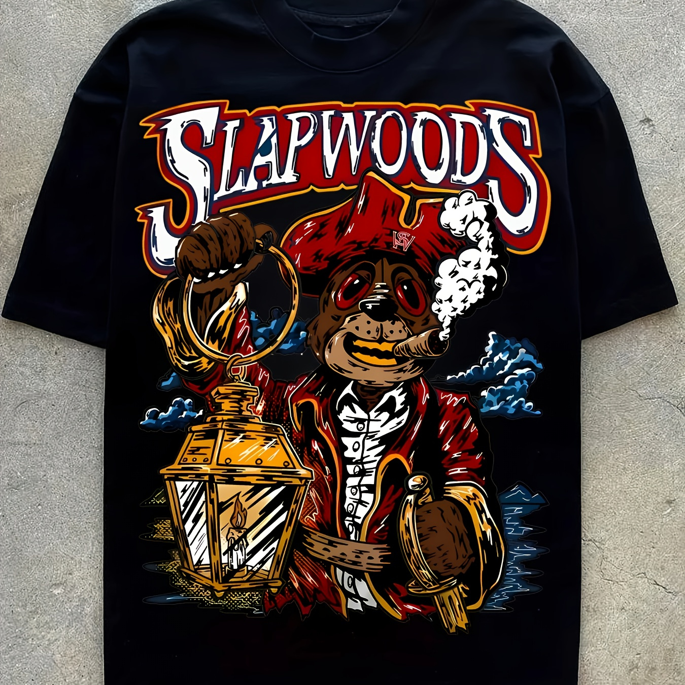 

Cartoon Animal Pattern Sports T-shirt, Men's Casual Street Style Stretch Round Neck Tee Shirt For Summer