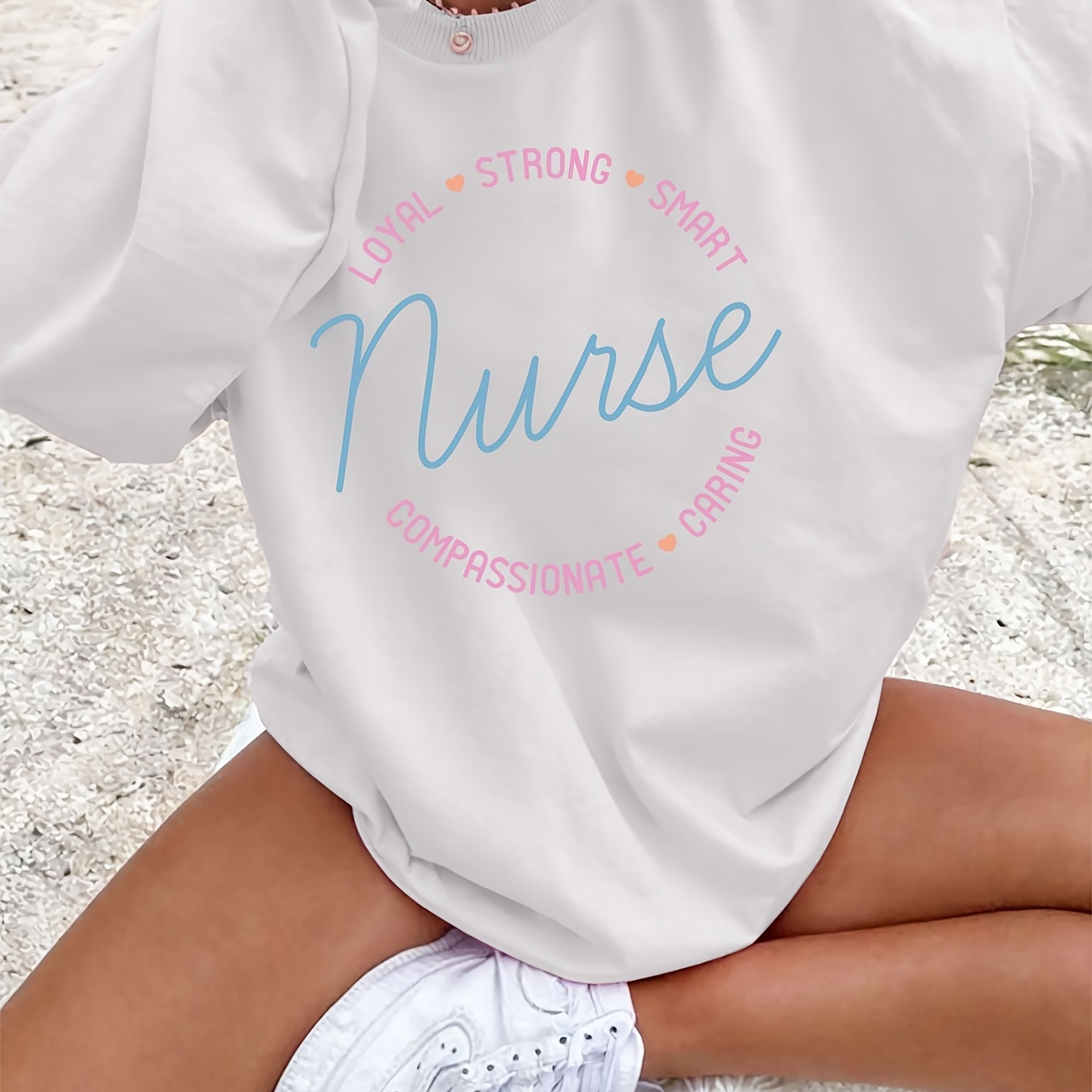 

Nurse Print Pullover Sweatshirt, Casual Long Sleeve Crew Neck Sweatshirt For Fall & Winter, Women's Clothing