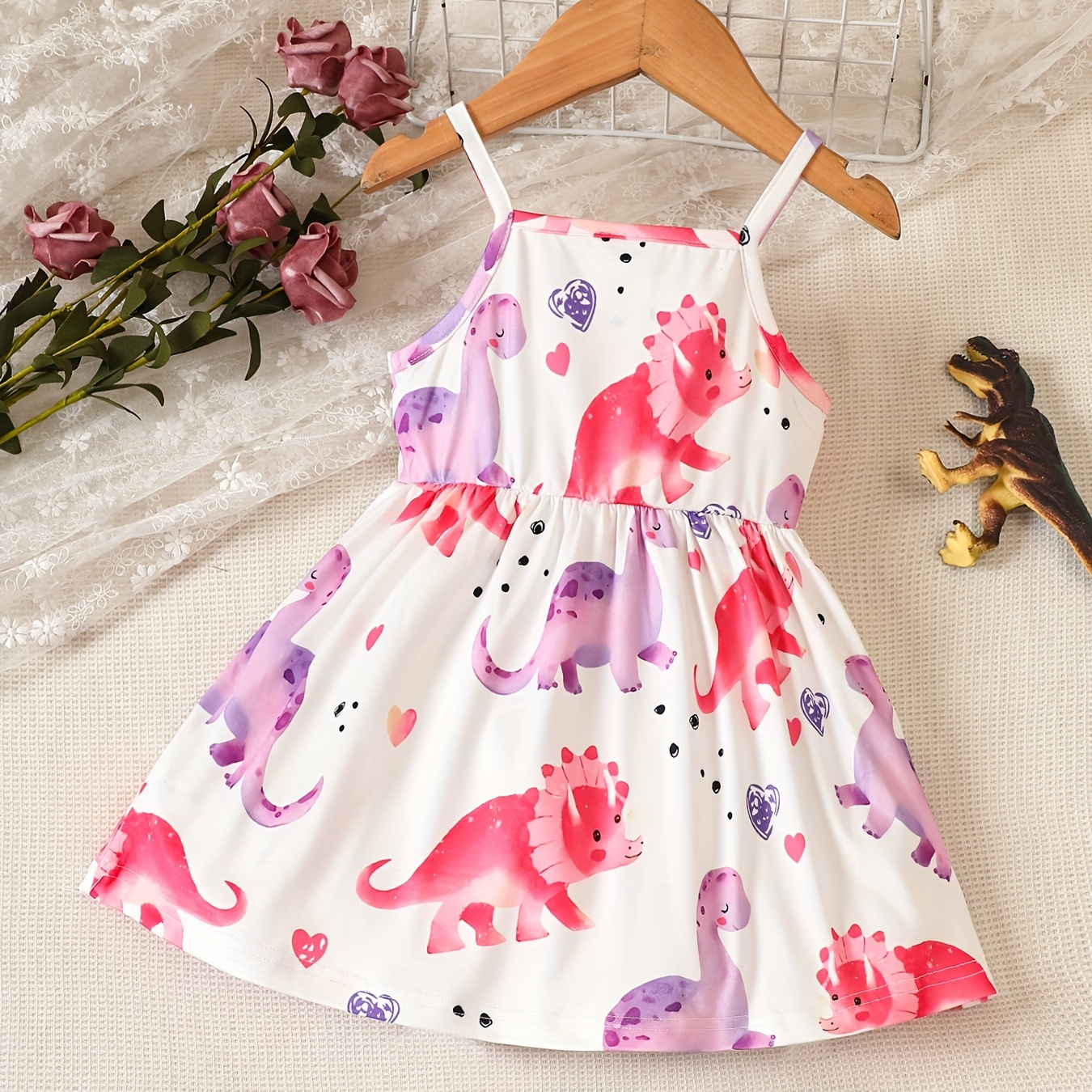 

Baby Girls Cute Dinosaur Graphic Print Cami Dress Clothes For Summer