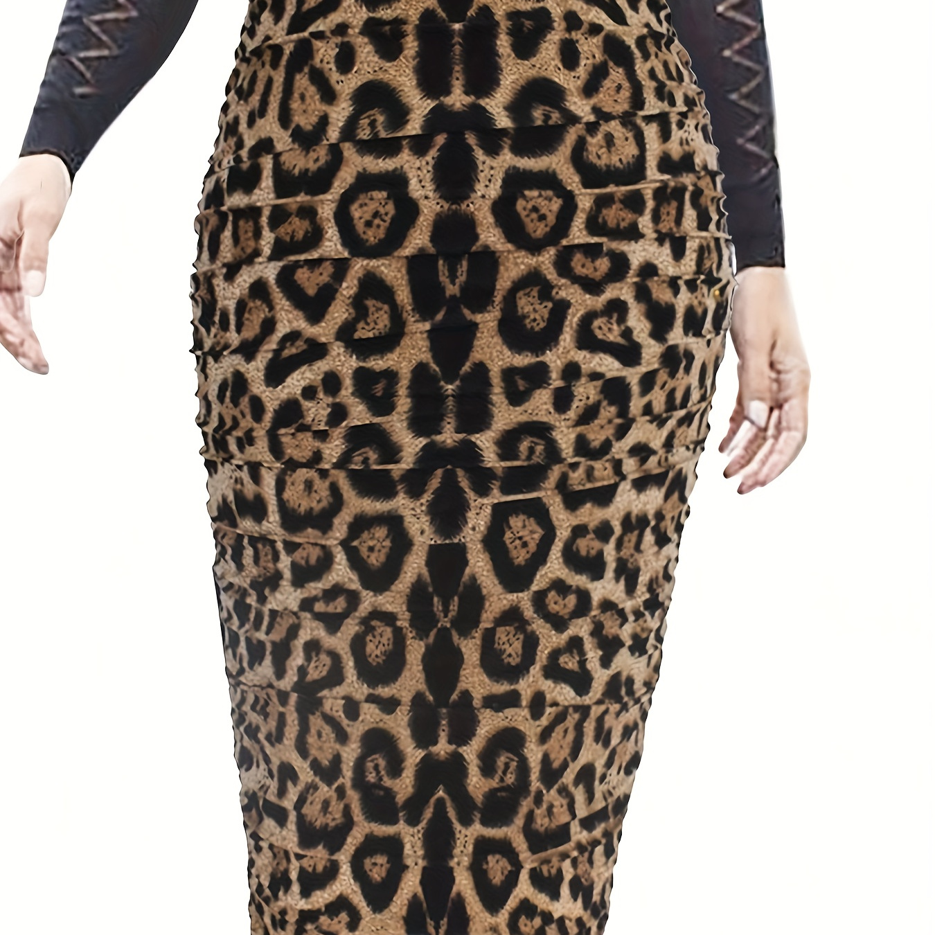 

Leopard Print High Waist Bodycon Skirt, Elegant Midi Skirt For , Women's Clothing