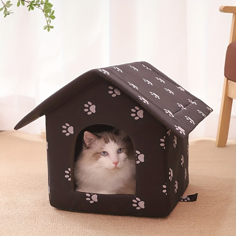 Casa Cálida para Al Aire Libre, Interior Exterior Exterior con Cojín  Extraíble, Casa para Perros Y Gatitos, Refugio para Gatos Callejer  33cmx30cmx33cm Sunnimix Casa para gatos al aire libre