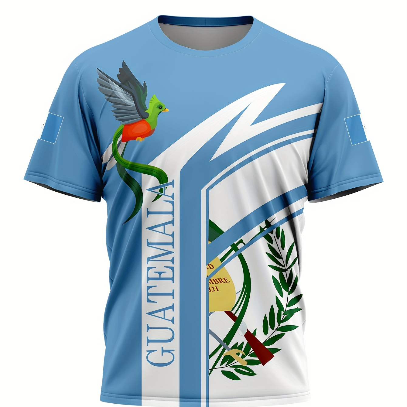 

Men's Bird Graphic Print T-shirt, Short Sleeve Crew Neck Tee, Men's Clothing For Summer Outdoor