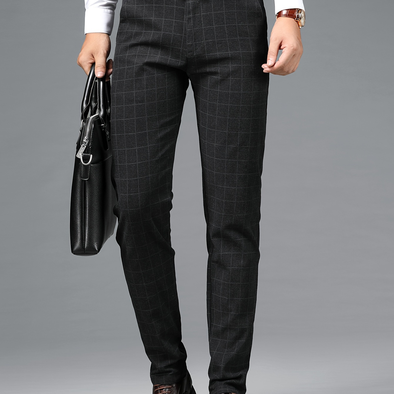 

Men's Premium Business Casual Plaid Pants, Stylish Slim Fit Dress Trousers, Lightweight Comfort For Office & Daily Wear