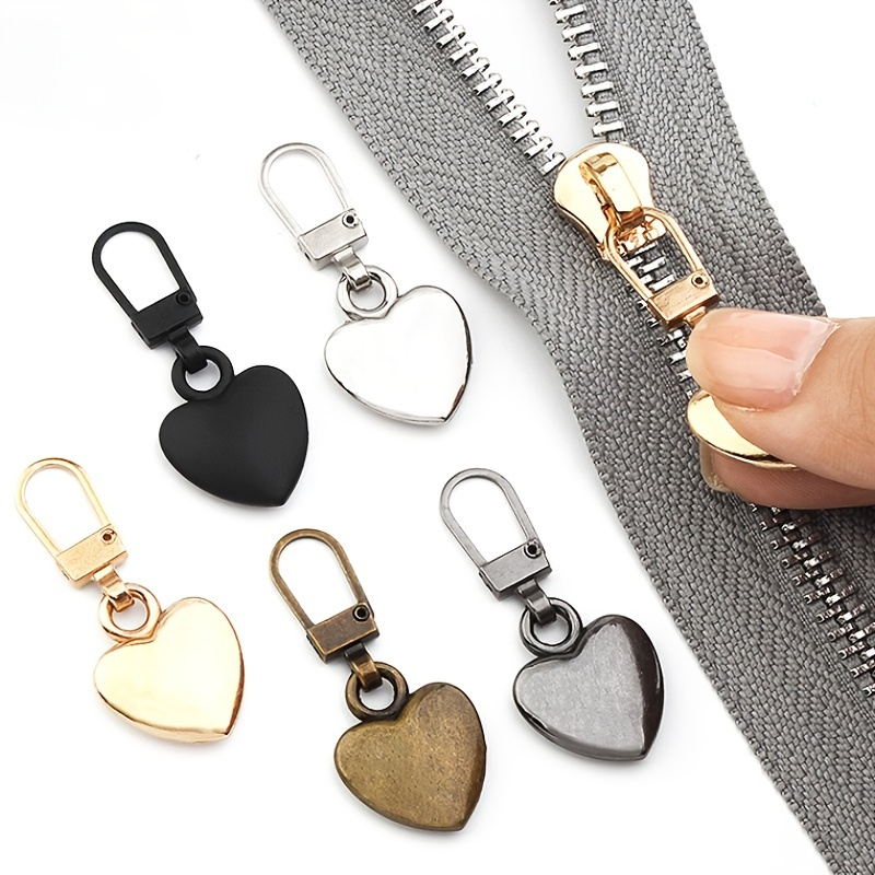 

1pc/5pcs zipper Pull Replacement, Detachable Metal Zipper Pull Kit Heart Shaped Zipper Pulls For Coats Backpacks Jackets Pants Jeans Suitcase Purses Handbags