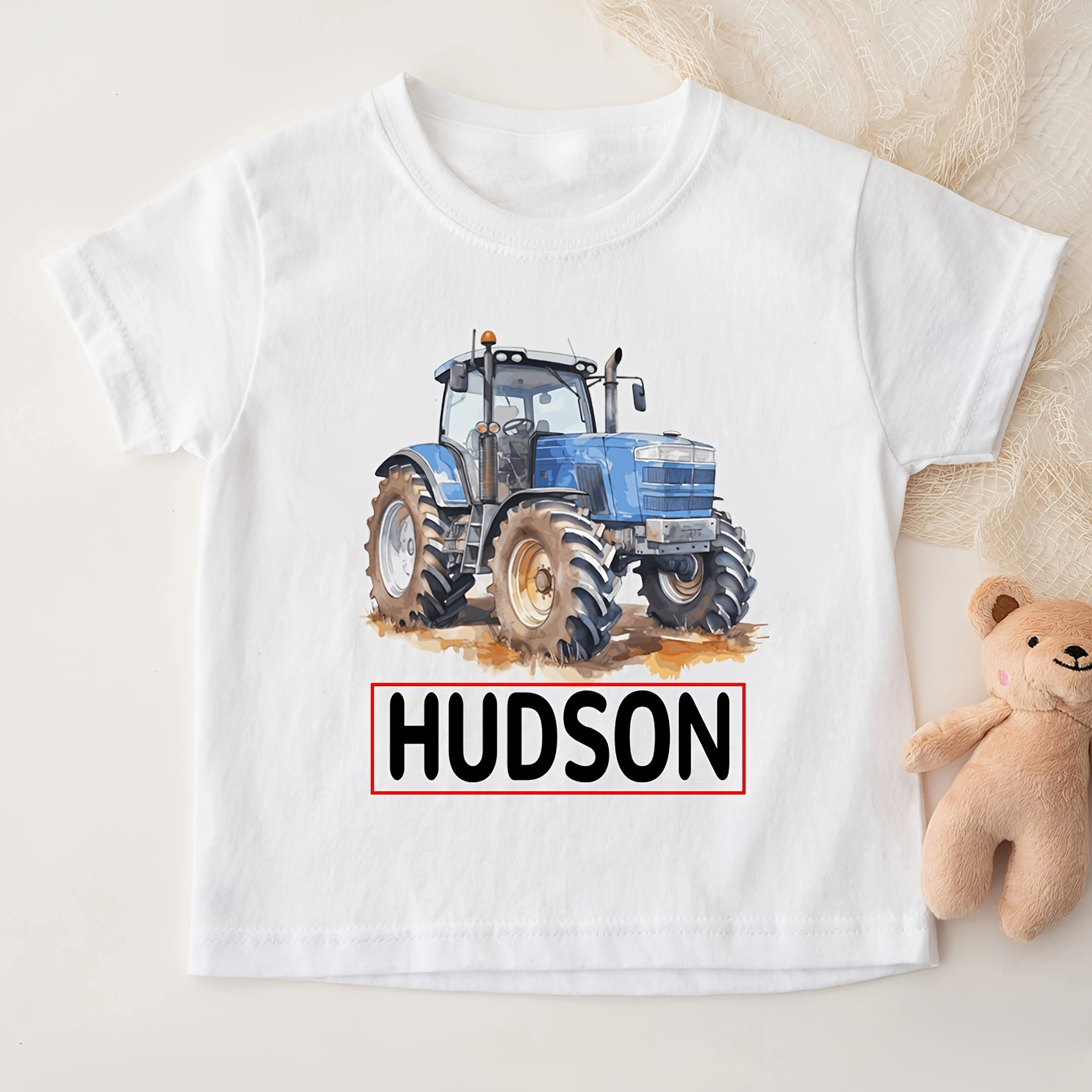 

Trendy Tractor Print T-shirt- Engaging Visuals, Casual Short Sleeve T-shirts For Boys - Cool, Lightweight And Comfy Summer Clothes! Boy's Personalized Clothing