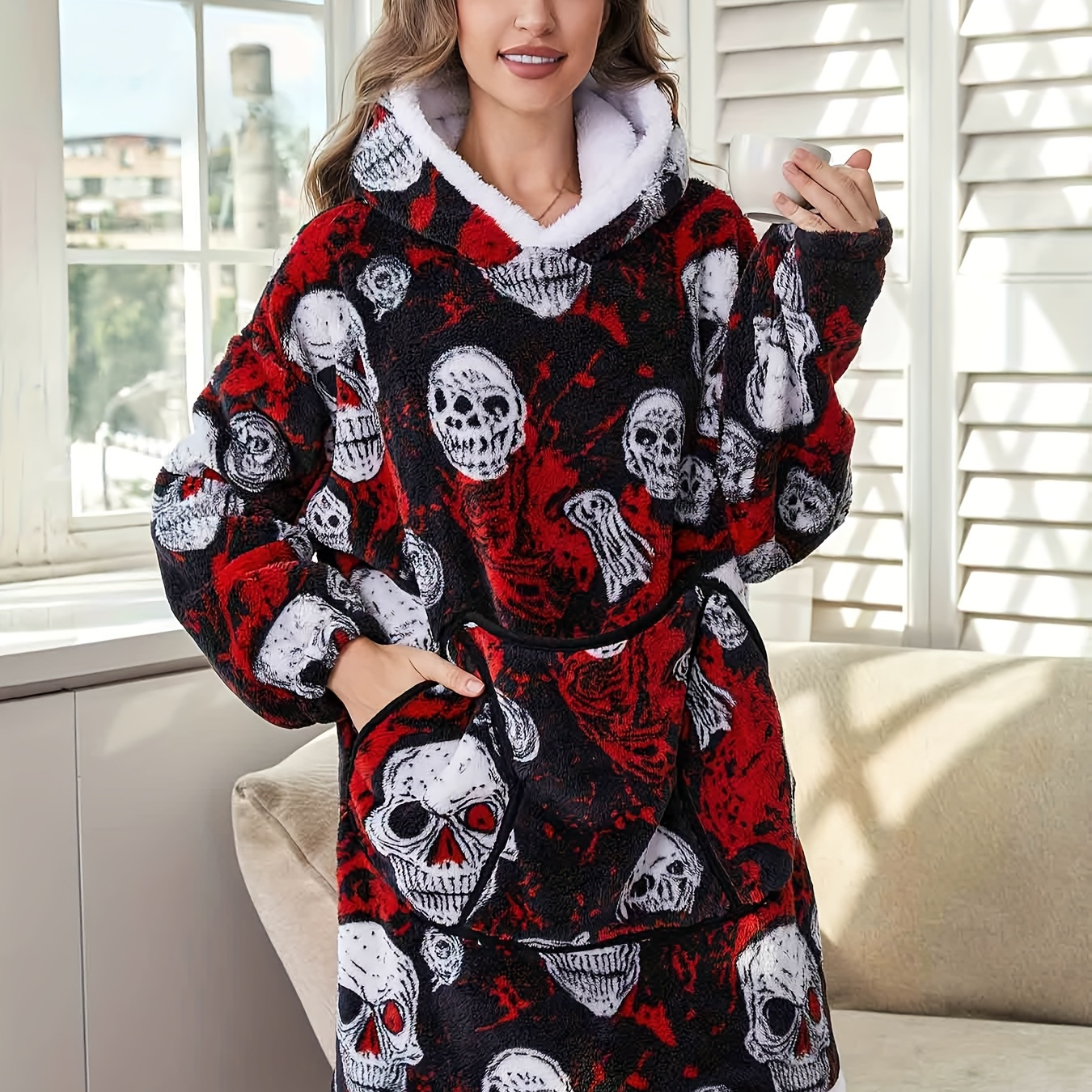 

Hooded Skull , - Blanket For Christmas & Halloween, Pajamas For Or