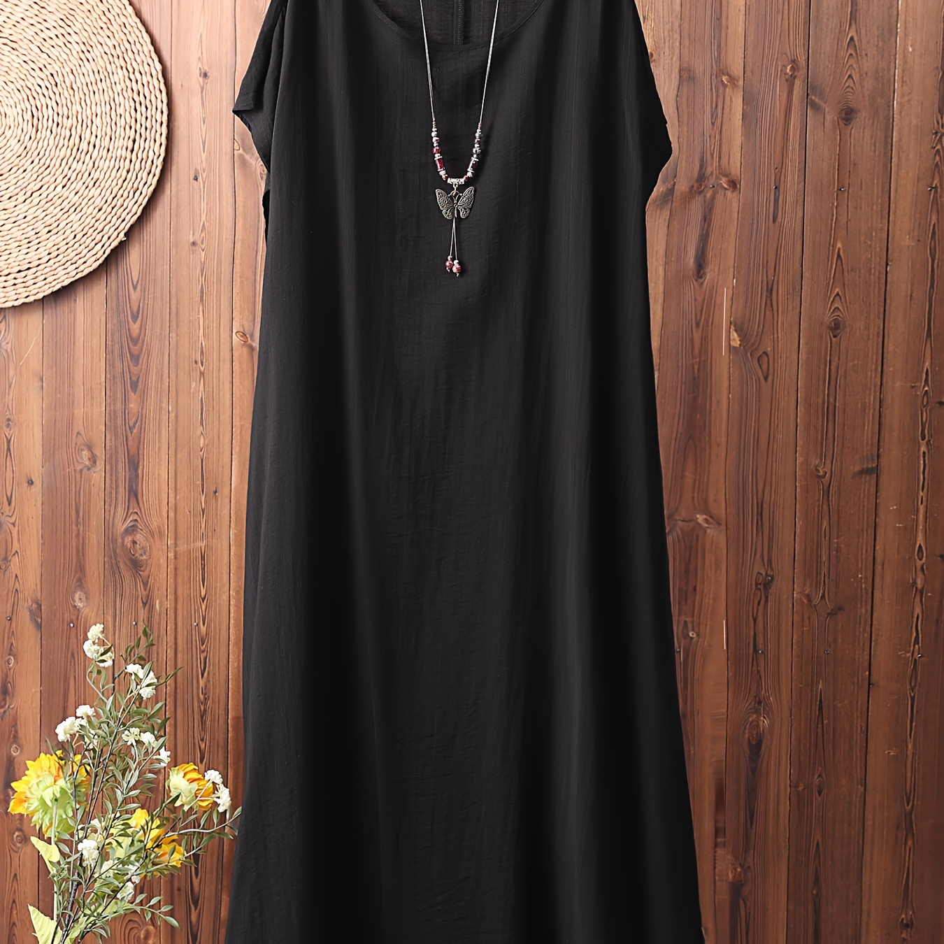 

Robe ample Simple et unie de grande taille, robe décontractée à manches courtes pour le printemps et l'été, vêtements de grande taille pour femmes