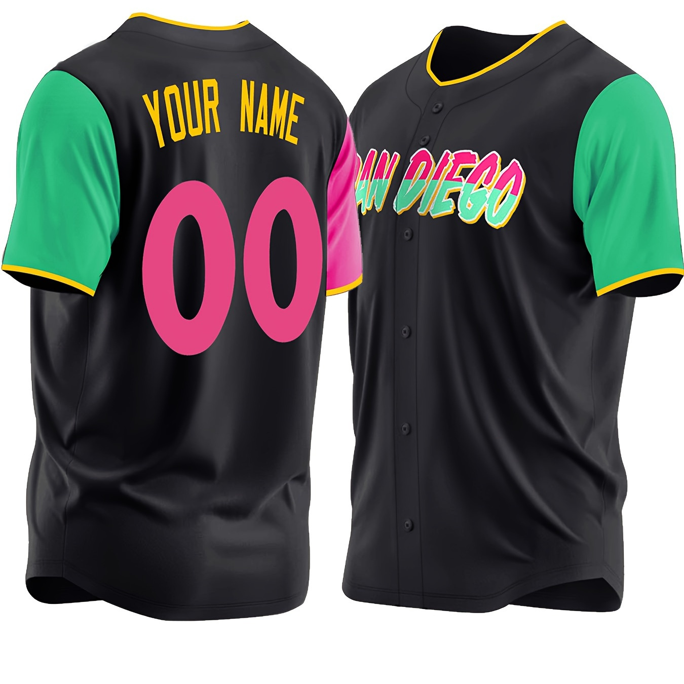 

Custom Men's Baseball Jersey - Personalized Name & Number, 100% Polyester Embroidered V-neck, Slight Stretch, Sports & Outdoor Wear For Running, Hiking, Casual - Loose Fit Adult & Teen Tops