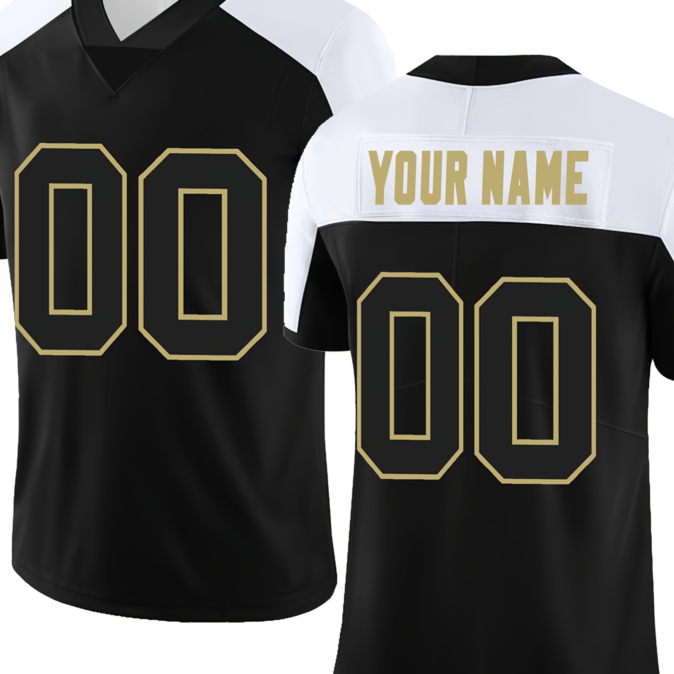 

Custom Name And Number Men's Jersey - 100% Polyester V-neck Sports Shirt With Embroidered , Slight Stretch Fabric For Casual, Fishing, Sports, Party, Football - Wear, Loose Fit For Adults And Teens