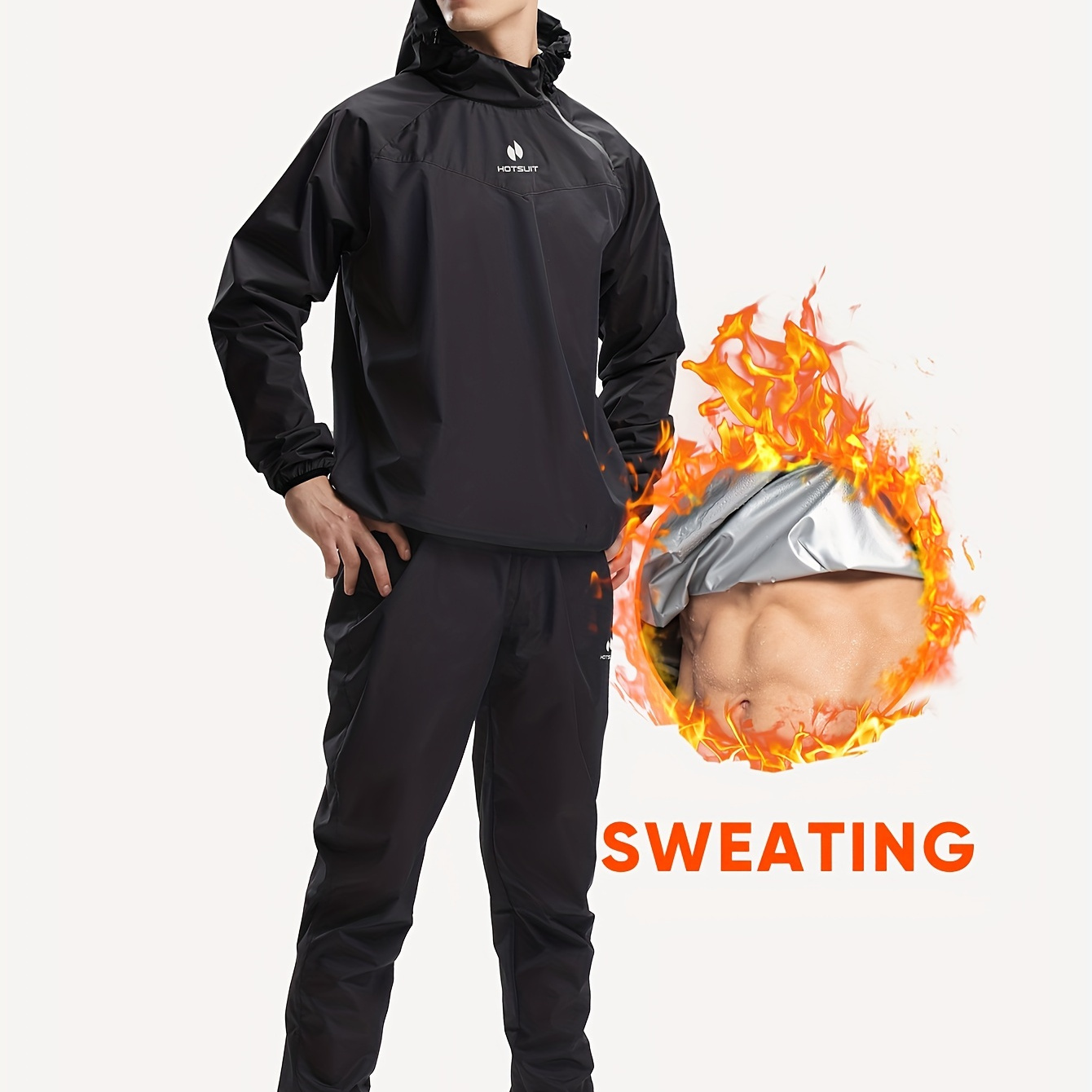 

Hotsuit Sauna Suit For Men Big And Tall Quarter Zipper Hooded Contrasting Colors Sweat Jacket Pants Workout Sweat Suits Gym Wear Sport