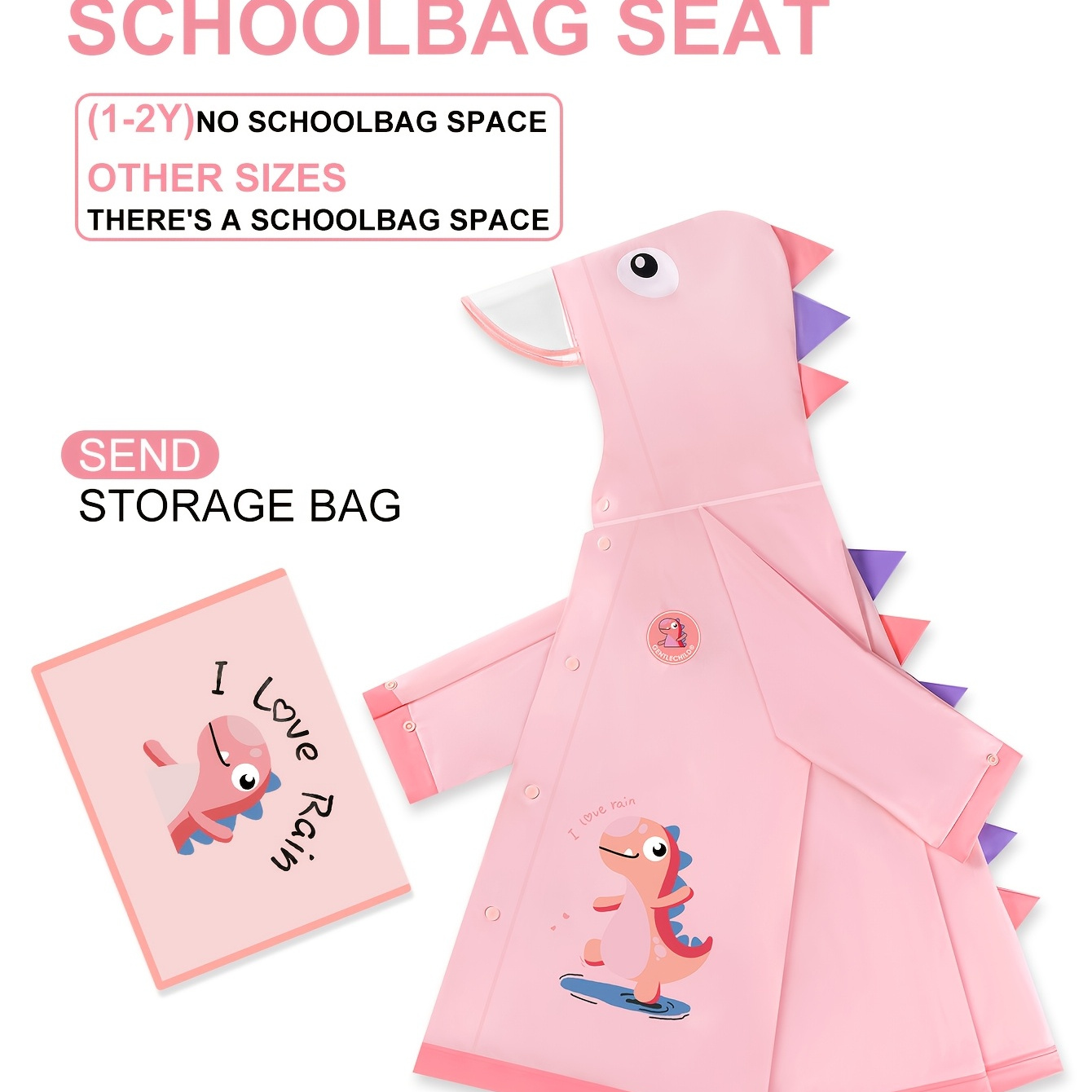 Impermeabile da esterno morbido, confortevole, spesso, per bambini e bambine, scuola materna, piccoli, con punte 3D sulla coda, grazioso, leggero, in EVA