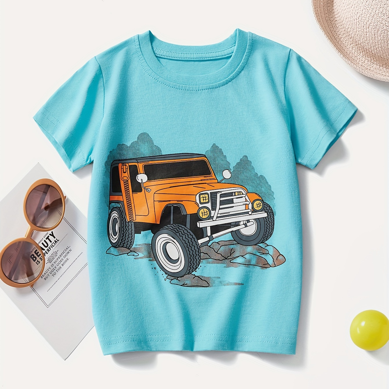 

Cool Cartoon Car T-shirts For Boys: Summer Cotton Crew Neck Pull Ons!