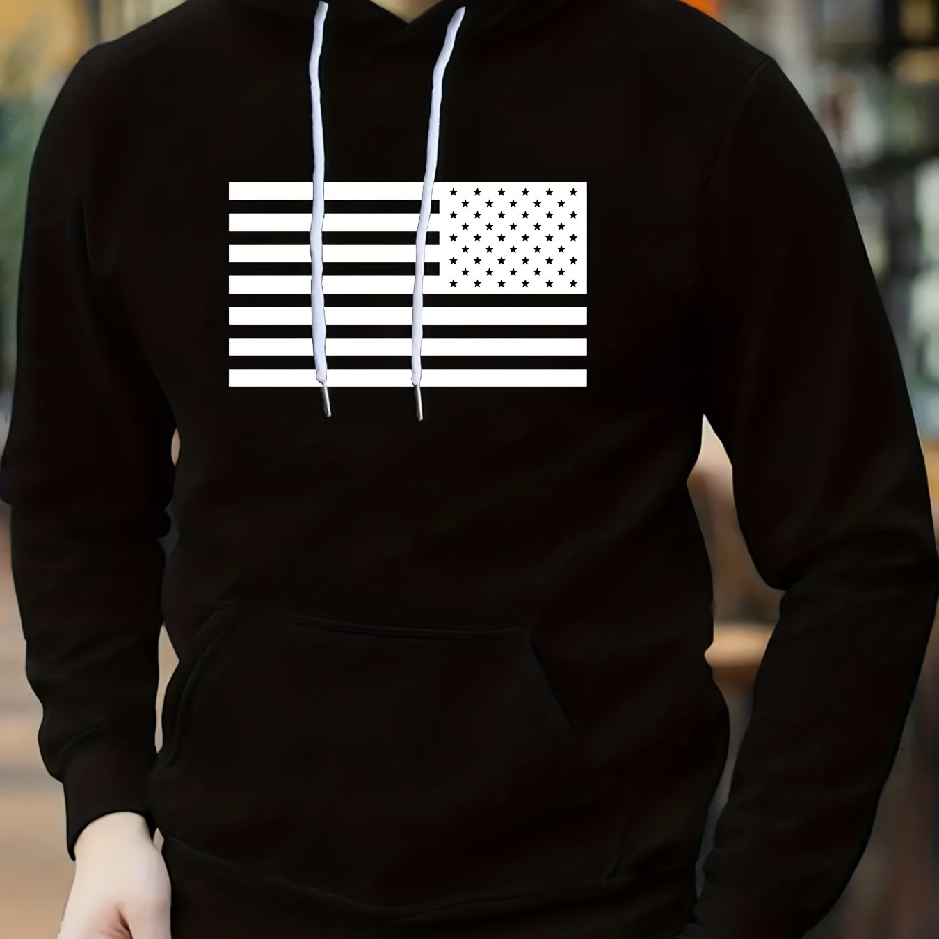 

American Flag Print Hoodie, Cool Hoodies For Men, Men's Casual Graphic Design Pullover Hooded Sweatshirt With Kangaroo Pocket Streetwear For Winter Fall, As Gifts