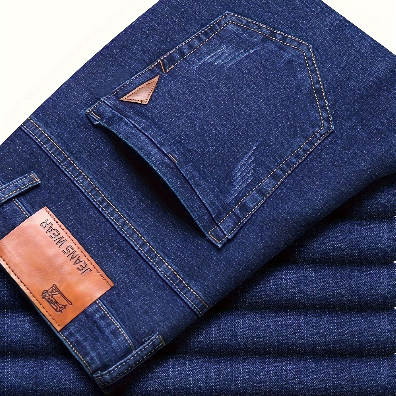 

Men's Straight Leg Slightly Stretch Long Pants, Casual Business Comfort Fit Denim Jeans