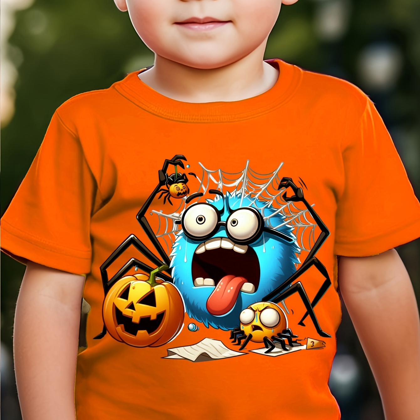 

Funny Monster & Pumpkin Print Casual Short Sleeve T-shirts For Boys - Cool, Lightweight And Comfy Summer Clothes