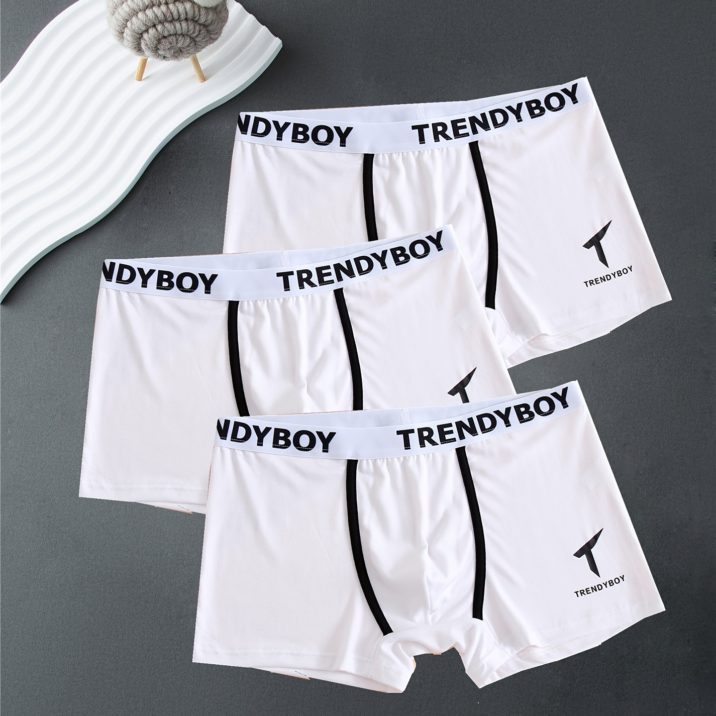 

3pcs Men's Cotton Antibacterial Underwear, Casual Boxer Briefs Shorts, Breathable Comfy Stretchy Boxer Trunks, Sports Shorts