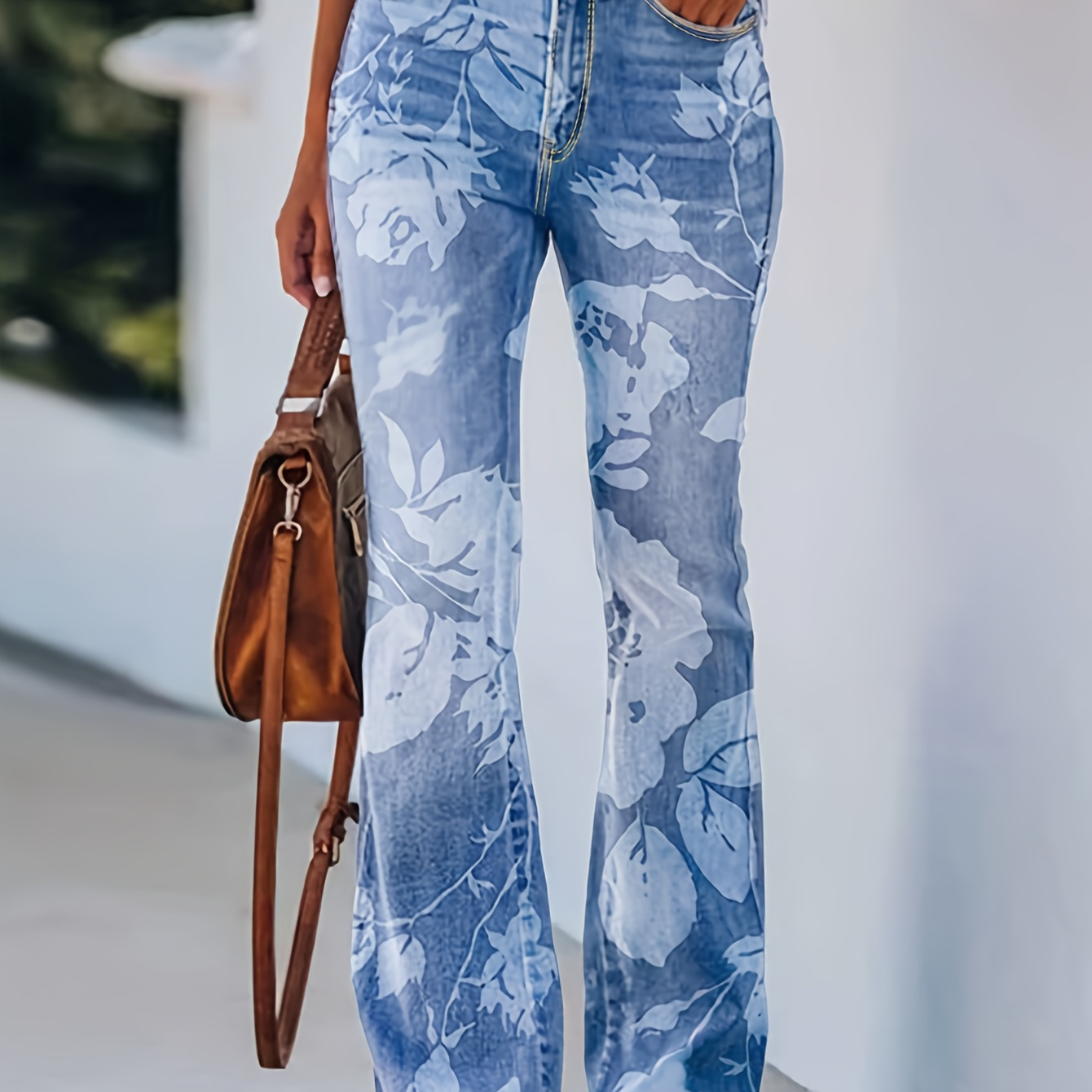 

Women's High Waisted Printed Loose Wide Leg Retro Flared Pants, Multifunctional, Women's Fashionable Jeans And Daily Clothing