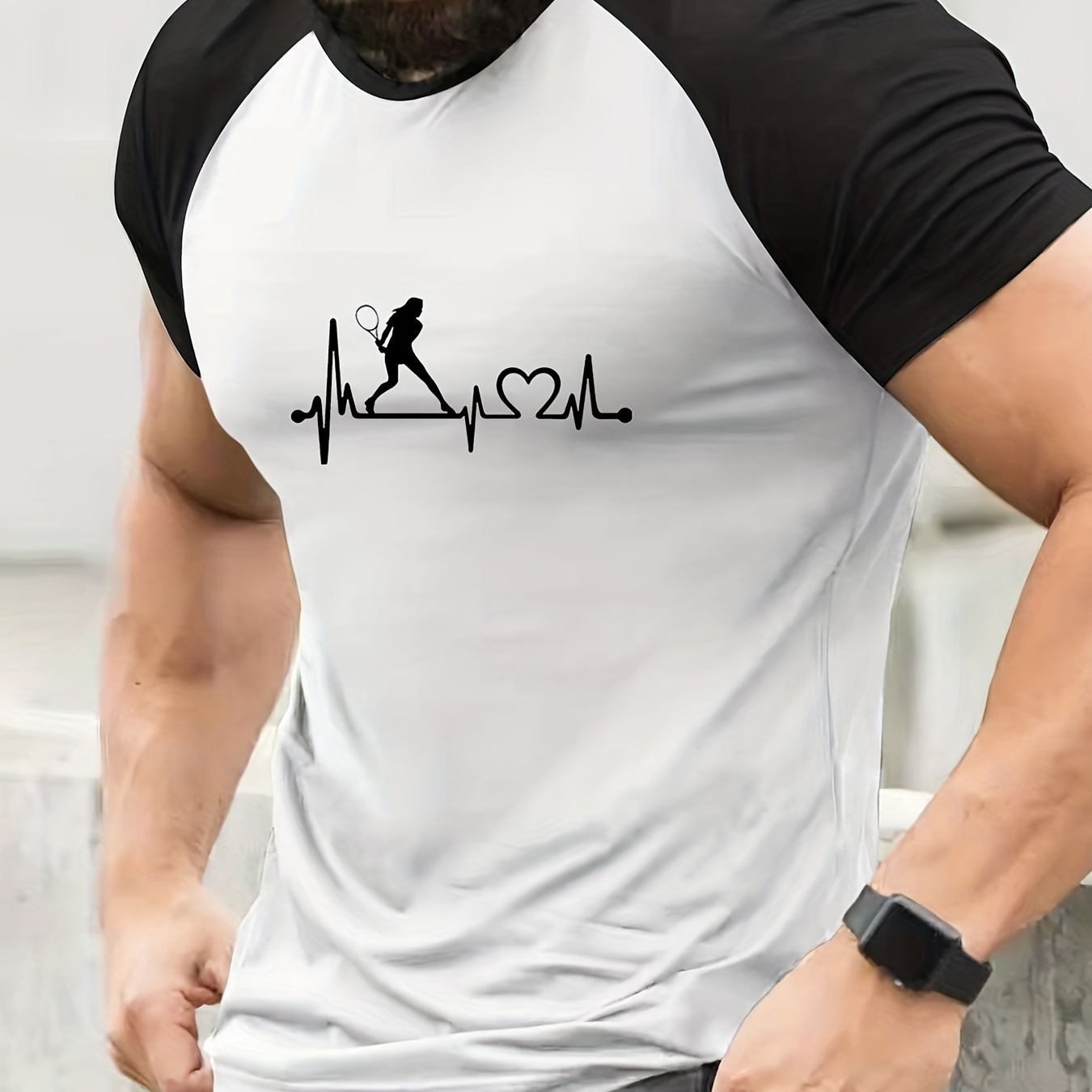 Camiseta Gráfica Raqueta Tenis Hombres Camiseta Activa - Temu