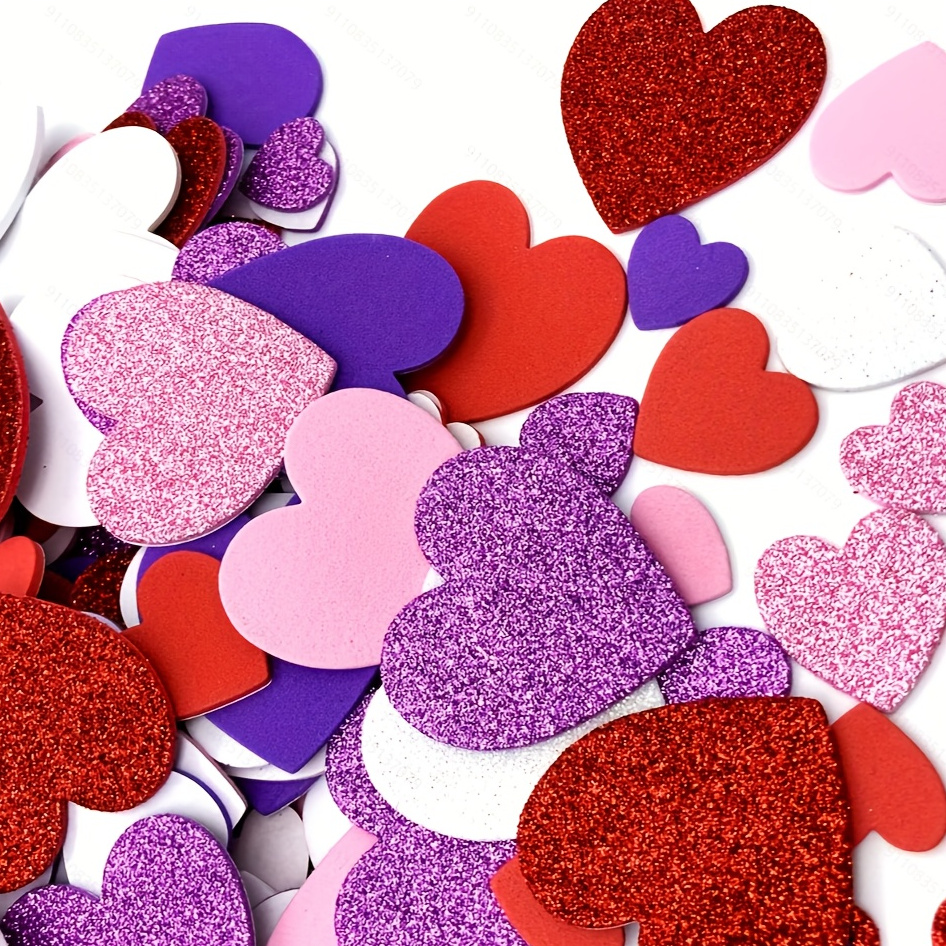 

120pcs Valentine's Day Valentine's Day Foam Sticker Self-adhesive Love Heart Shape Sticker Couple Party Crafts