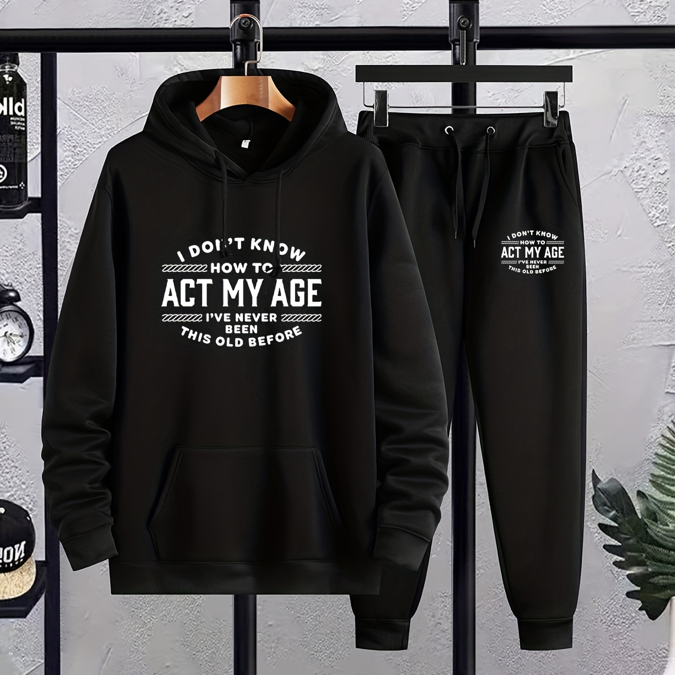 

Funny Slogan Print, Men's 2pcs Outfits, Casual Hoodies Long Sleeve Pullover Hooded Sweatshirt And Sweatpants Joggers Set For Spring Fall, Men's Clothing