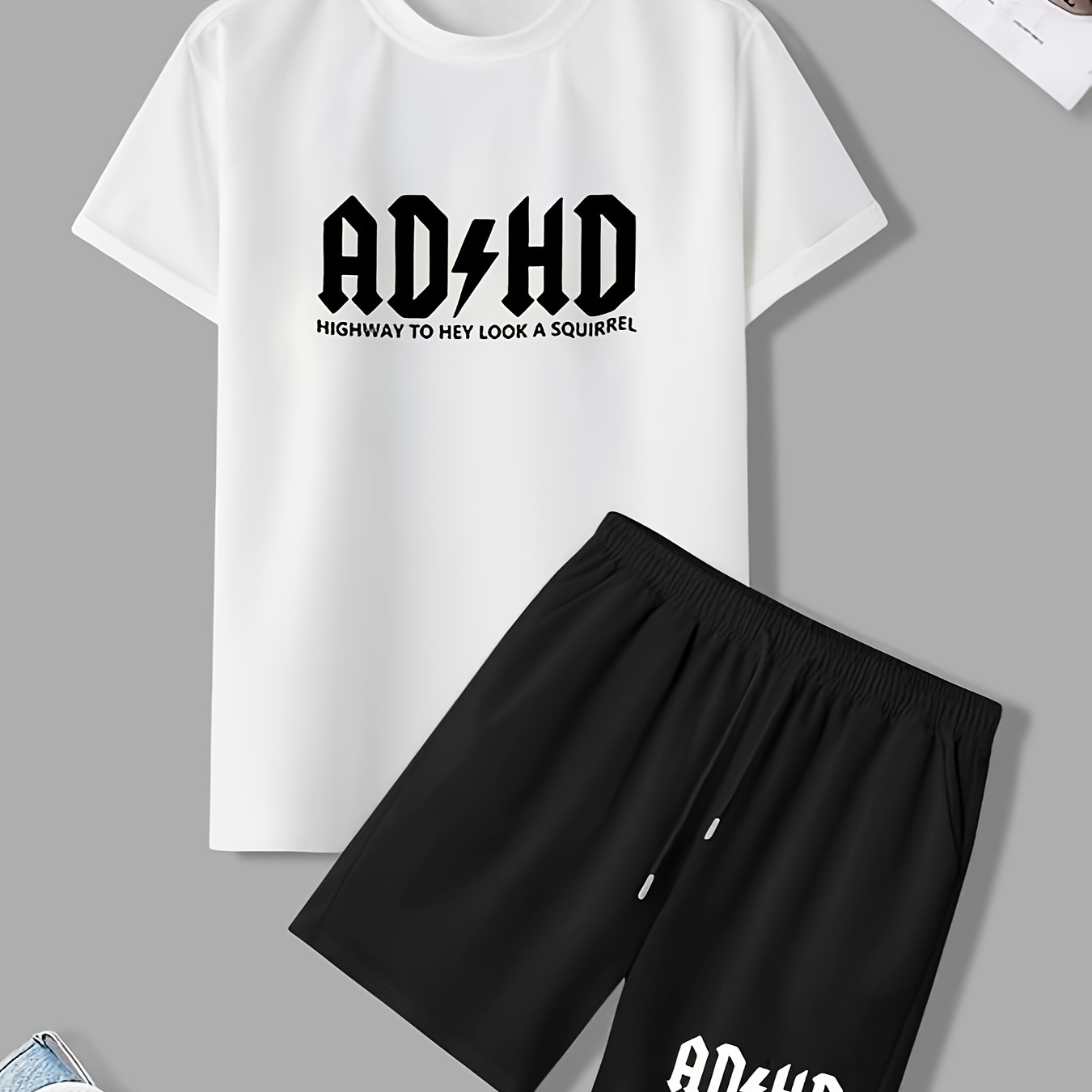 

ad Hd" Print 2pcs Boys Comfortable Versatile Short Sleeve T-shirt & Shorts Set, Cool, Lightweight And Comfy Summer Clothes