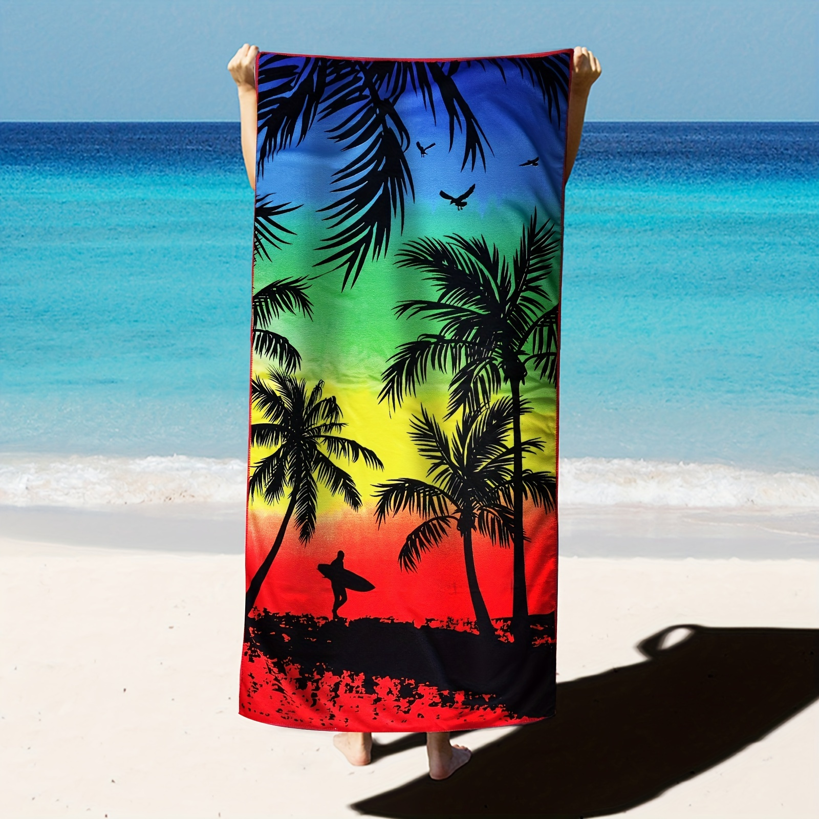 1pc Lobster Printed Oversized Thickened Microfiber Beach Towel For Adults  Extra Large Pool Towel Quick Dry Swimming And Camping Towel For Summer, Don't Miss These Great Deals